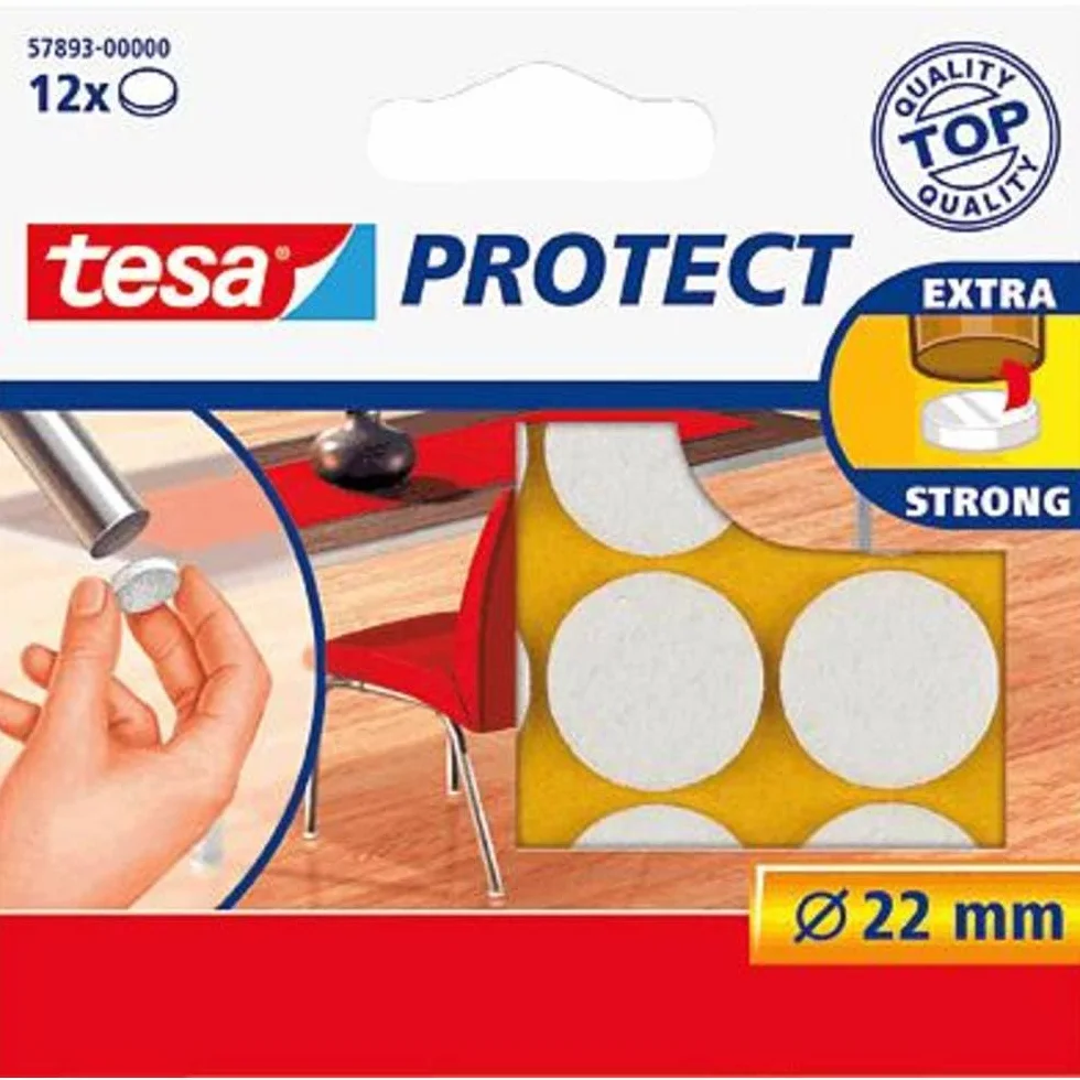 tesa UK Protect Feltro antigraffio autoadesivo diametro 22 mm 12 pezzi Bianco