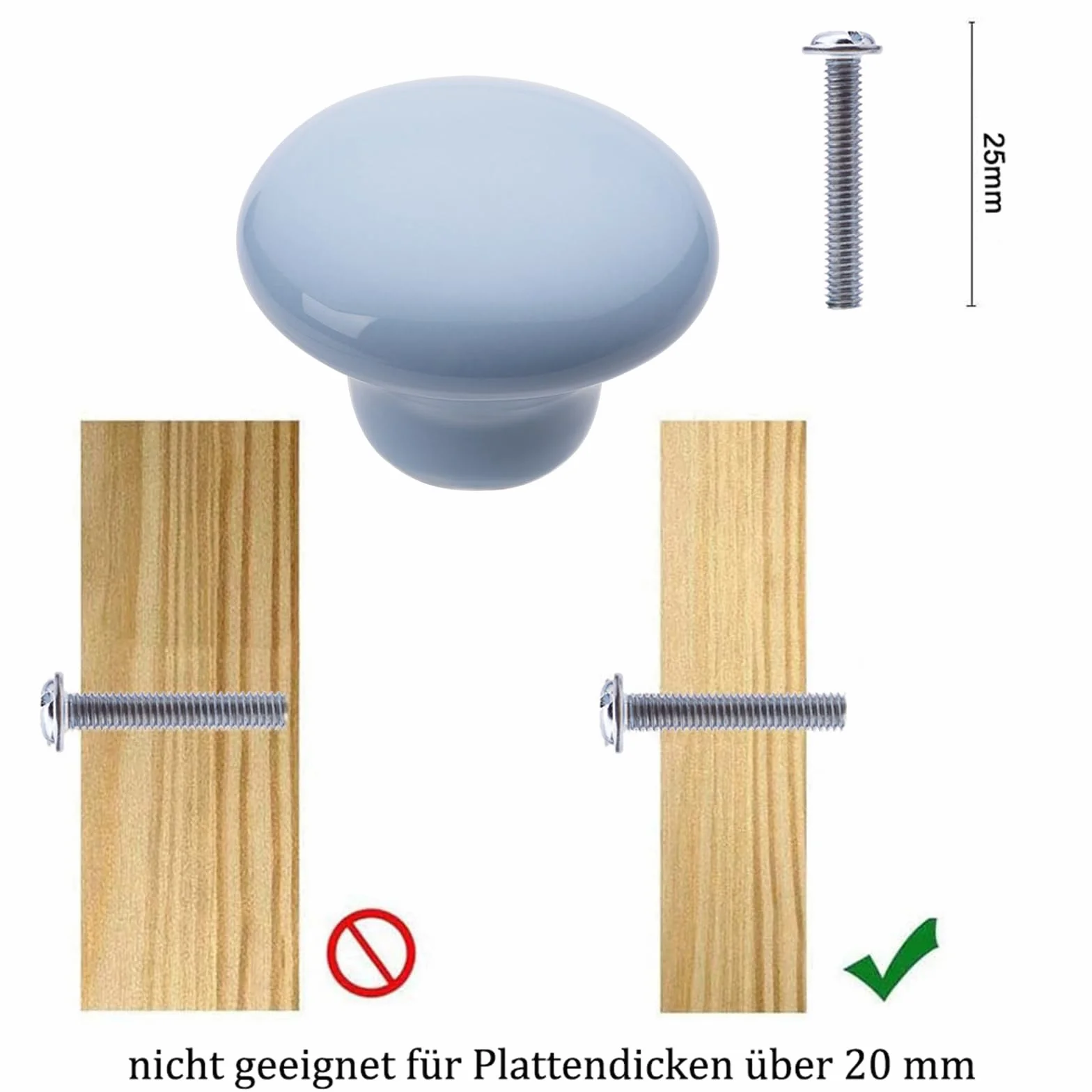 NAKUPENDA 6Pcs Ceramica Manopole per Mobili Pomelli Cassetti Rotonde Azzurro