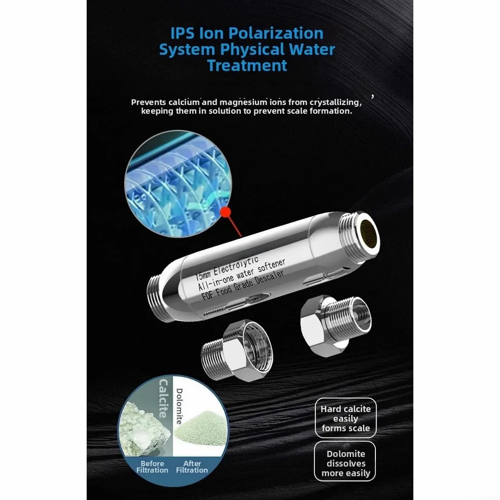 Inibitore magnetico per addolcitore d'acqua per la casa, prefiltro in rame con manico on/off, previene la ruggine per sistema di caldaia (32 PPR)