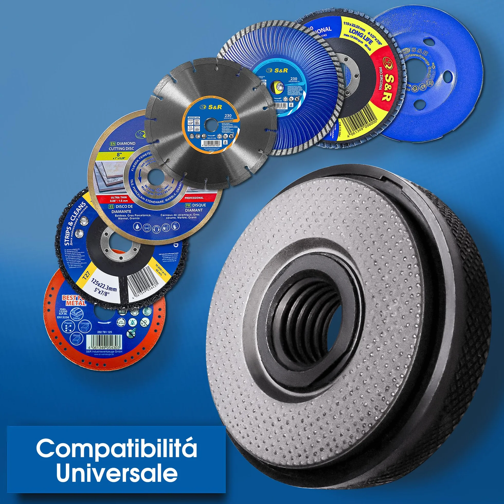 S&R Dado Flangia Smerigliatrice Serraggio Rapido M14 Accessori per Smerigliatrici