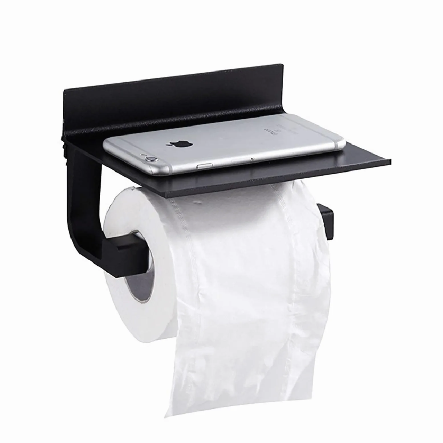 CMBSSTFC Portarotolo portarotolo per Carta igienica, perforatore Autoadesivo in Alluminio - portasciugamani a Parete per veline/Nero