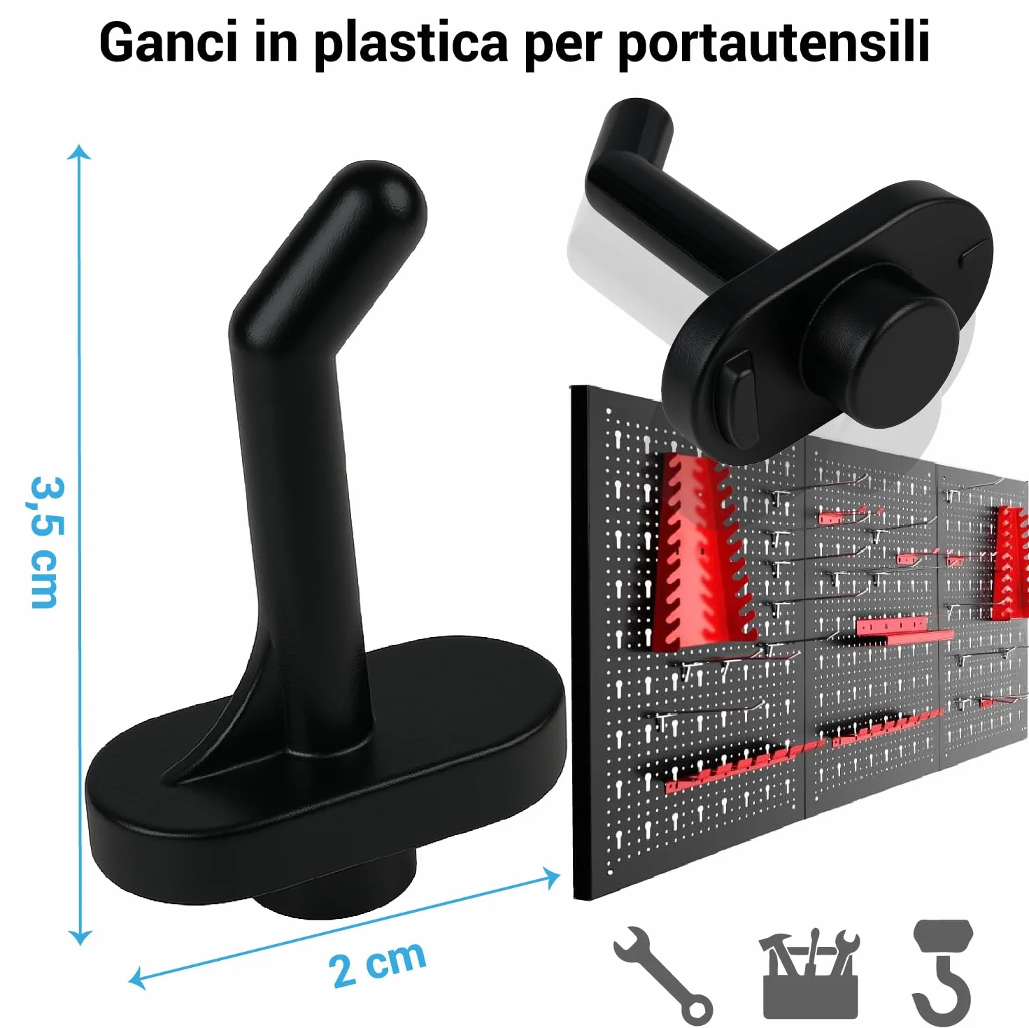 Crisalide Ganci Per Pannelli Forati Portautensili Plastica Ferro Zincato Confezione Da 100 Pezzi