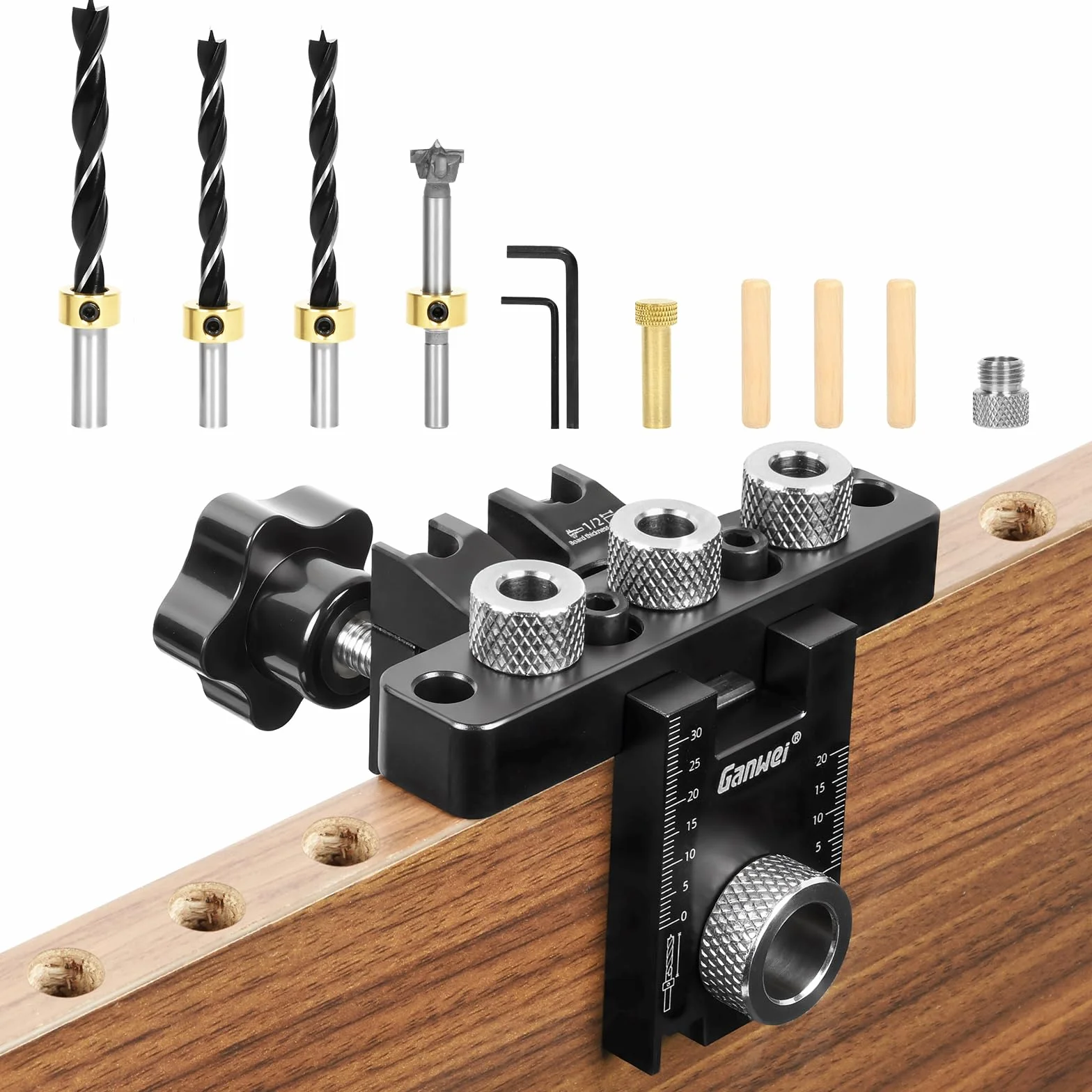 Flintronic Dima per Spinatura Legno 8/10/15 MM, 3 in 1 Dima per Fori a Tasca, con Clip di Posizionamento