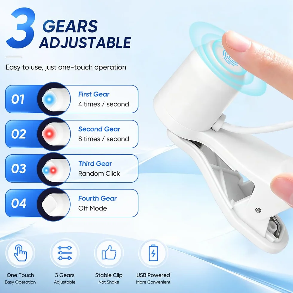 Auto Clicker, 3 Marcia Auto Screen Clicker, Simulazione del Funzionamento delle Dita Autoclicker, Continuous Click Auto Clicker per Telefono, Bianco