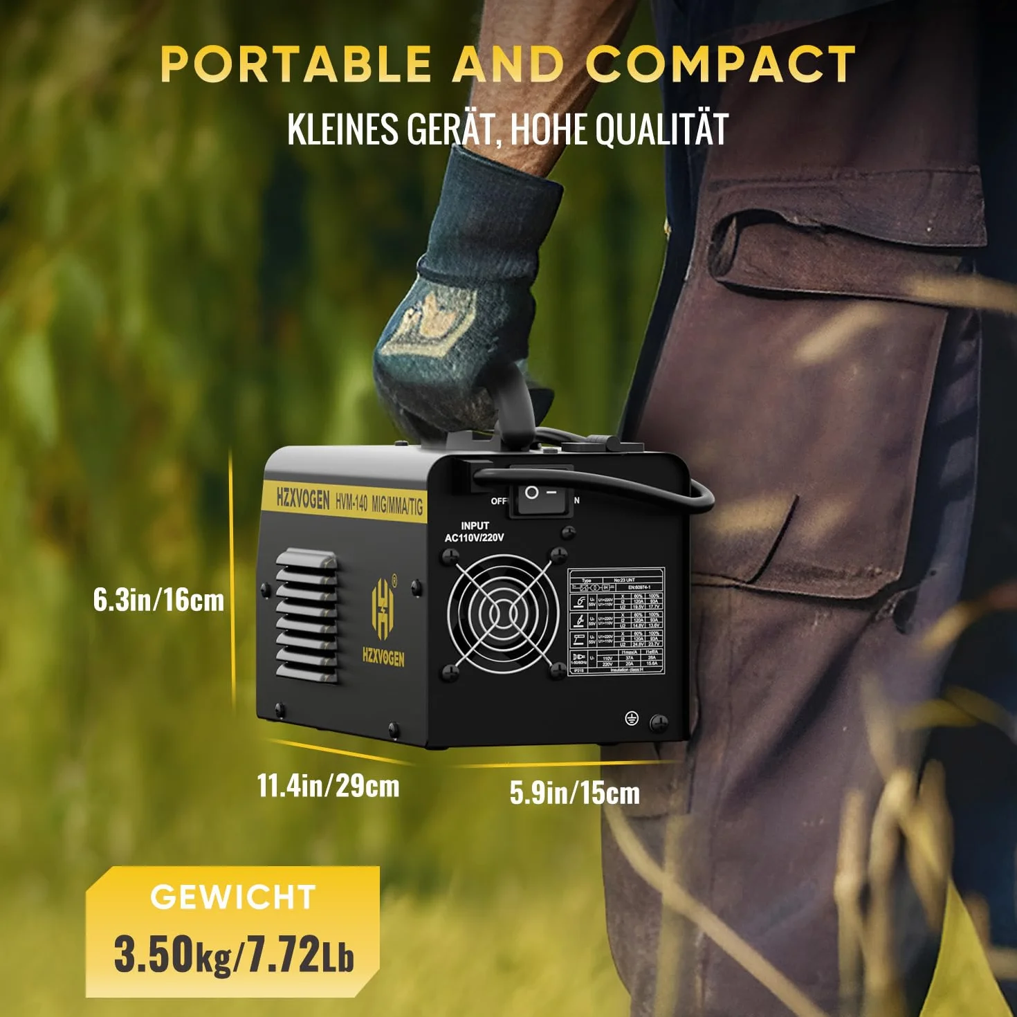 Saldatrice A Filo No Gas 140A 230V 3 in 1 Inverter MIG/MMA/Lift TIG HVM140
