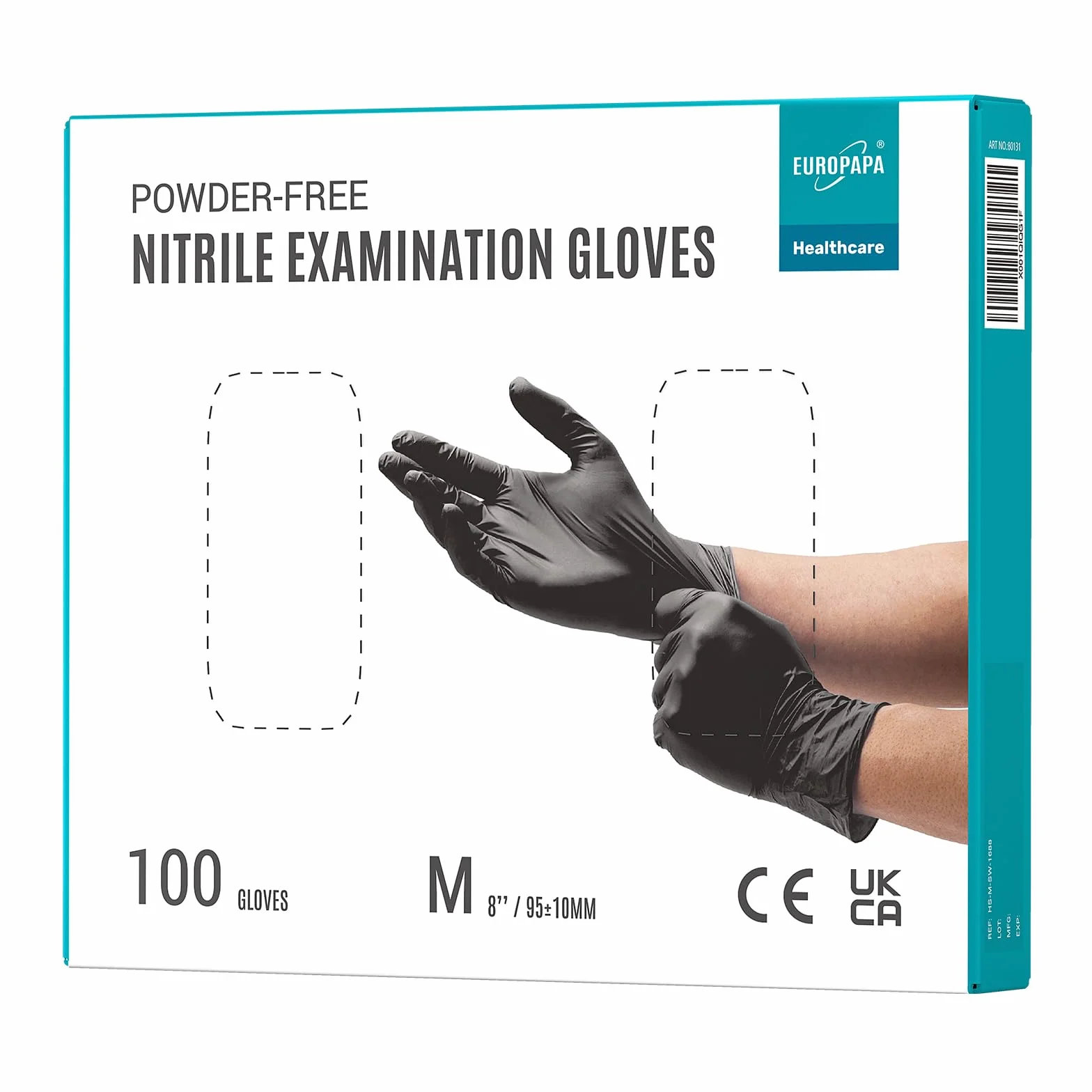 EUROPAPA® 100 Guanti Monouso In Nitrile Senza Lattice Sterili M Nero