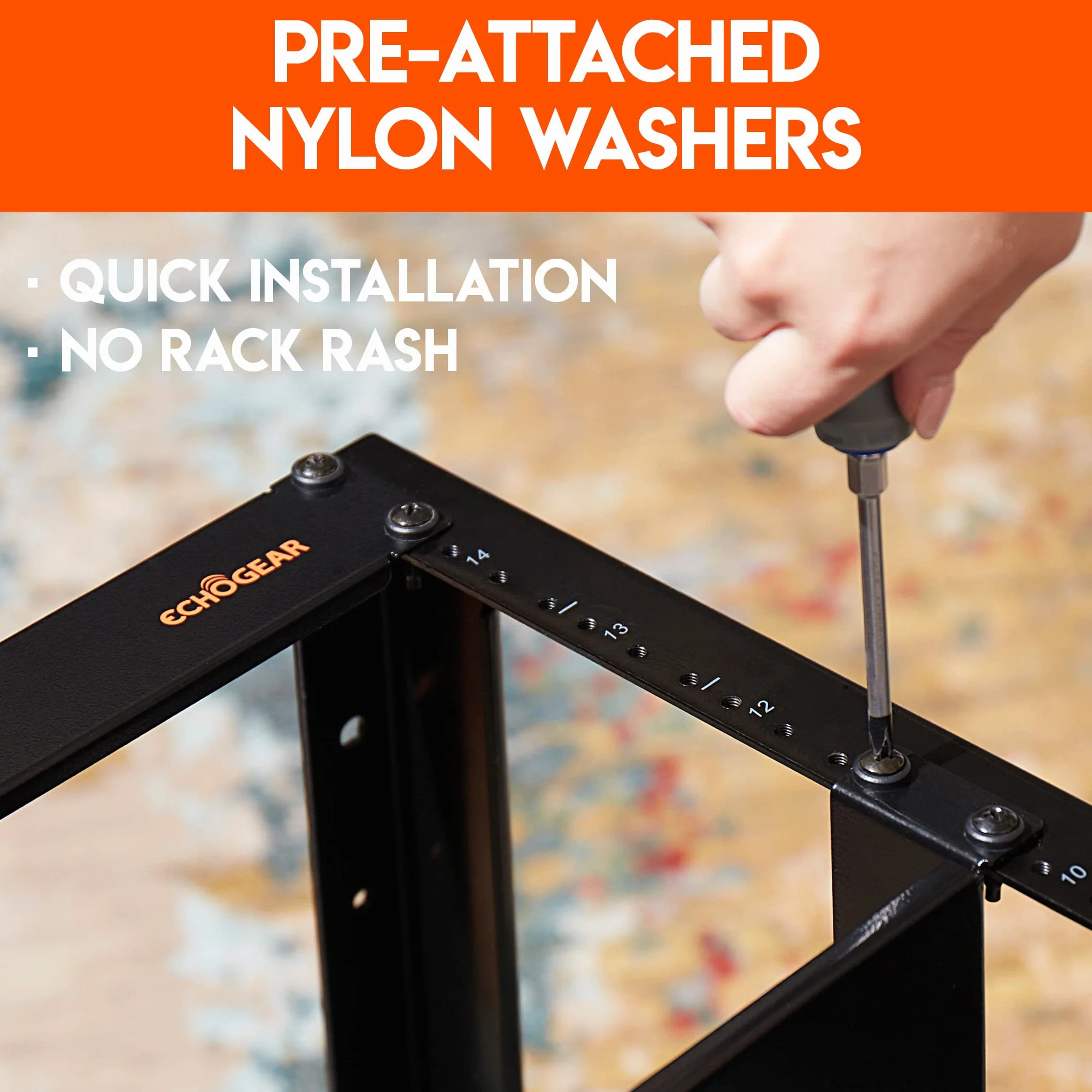 ECHOGEAR Viti per montaggio su rack 10/32 acciaio con rondelle nylon confezione da 50
