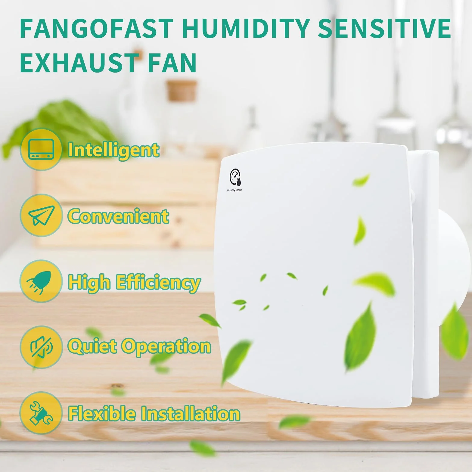 FanGoFast Aspiratore da Bagno 100mm Ventola Aspirazione con Timer Sensore Umidità Silenzioso