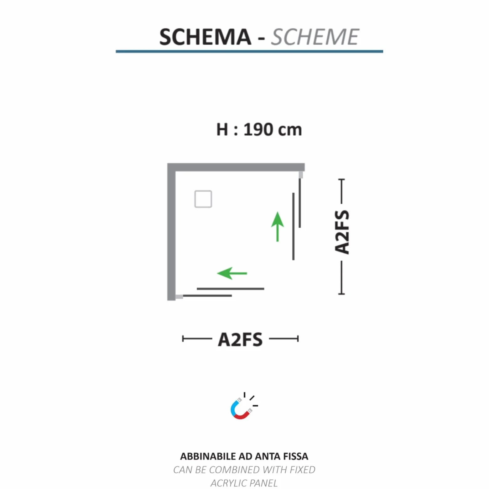 Forte Box Doccia Acrilico Angolare 70x90 cm Bianco Made in Italy