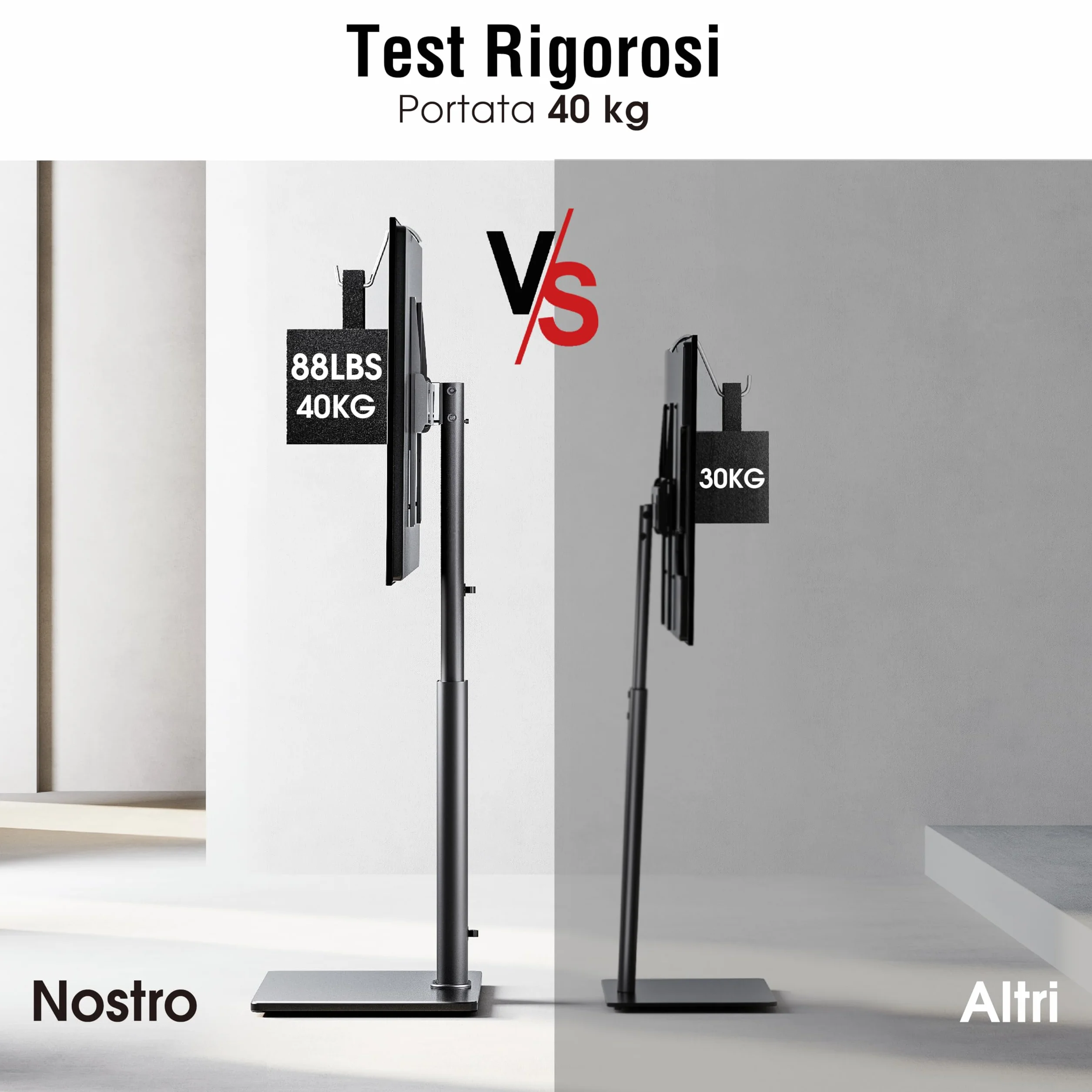 AOKCOS Supporto TV da Pavimento inclinabile per 32-55 65 70 Pollici, Girevole & Altezza Regolazione Mobile Porta TV da Terra, Max VESA 400x400mm 40kg