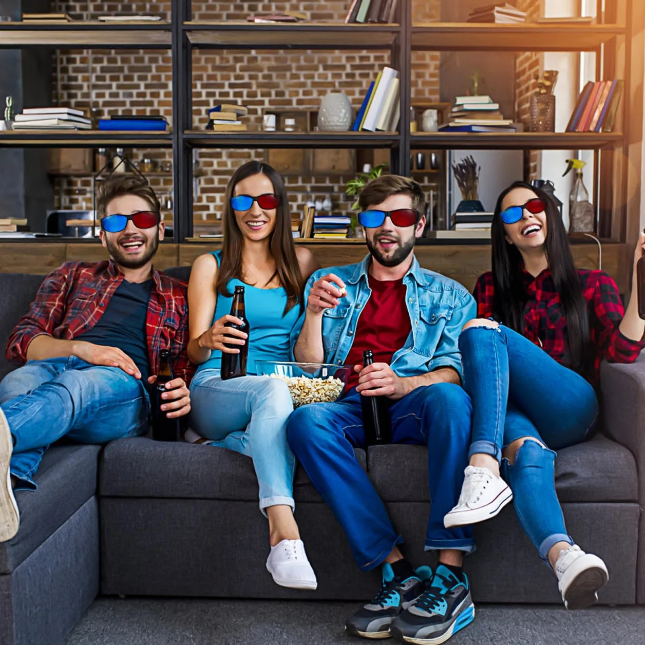 DOITOOL Occhiali 3D Anaglifi Rossi E Blu Per Film a Casa E Cinema Set Da 5 Pezzi in Plastica Leggera Confortevoli E Compatibili Con Proiettori 3D Per Esperienza Visiva Immersiva