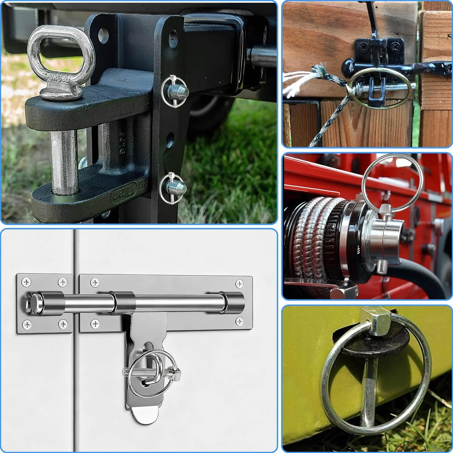 Perni di Sicurezza Rotondi 3 mm Acciaio Inossidabile Coppiglie ad Anello per Navi Trattori Camion Rimorchi Argento