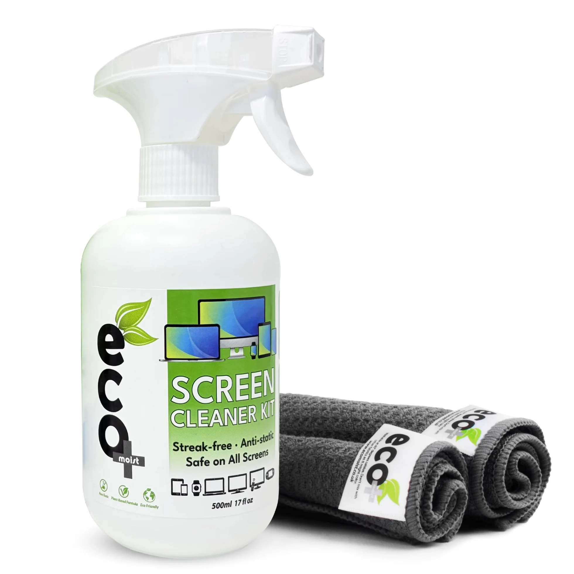 Pulizia dello schermo(500ML)+2 microfiber(20cmx20cm + 40cm x 40cm)-Prodotto naturale-MADE IN UK