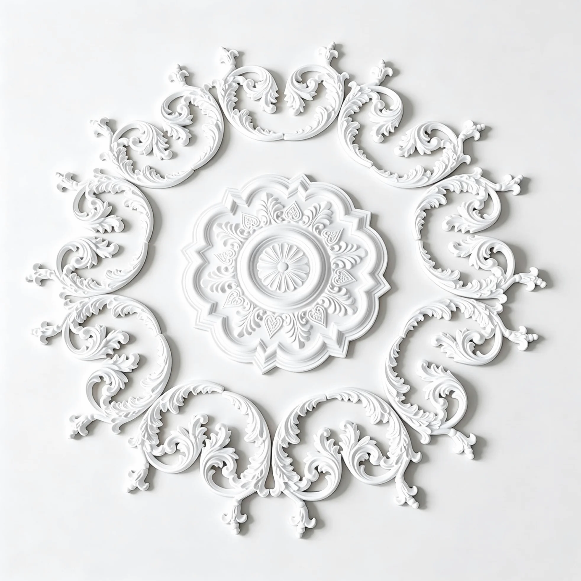 125cm Rosone Lampadario Soffitto Bianco Polistirolo Decorativo | Medaglione del Ventilatore Rotonda Moderno per Pareti Portalampada