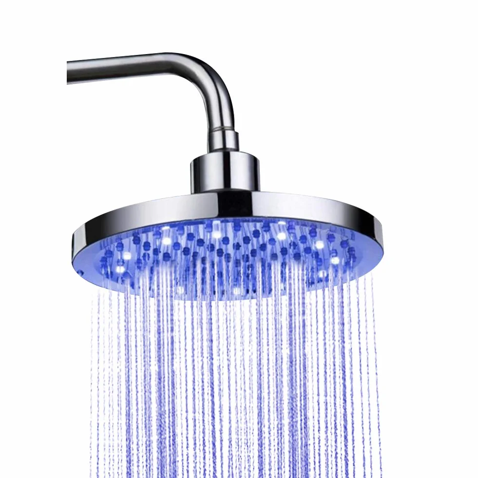 Soffione doccia a pioggia, soffione doccia a LED rotondo da 8 pollici con 3 luci controllate dalla temperatura di colore che cambiano automaticamente soffione doccia da bagno ad alta pressione con pio