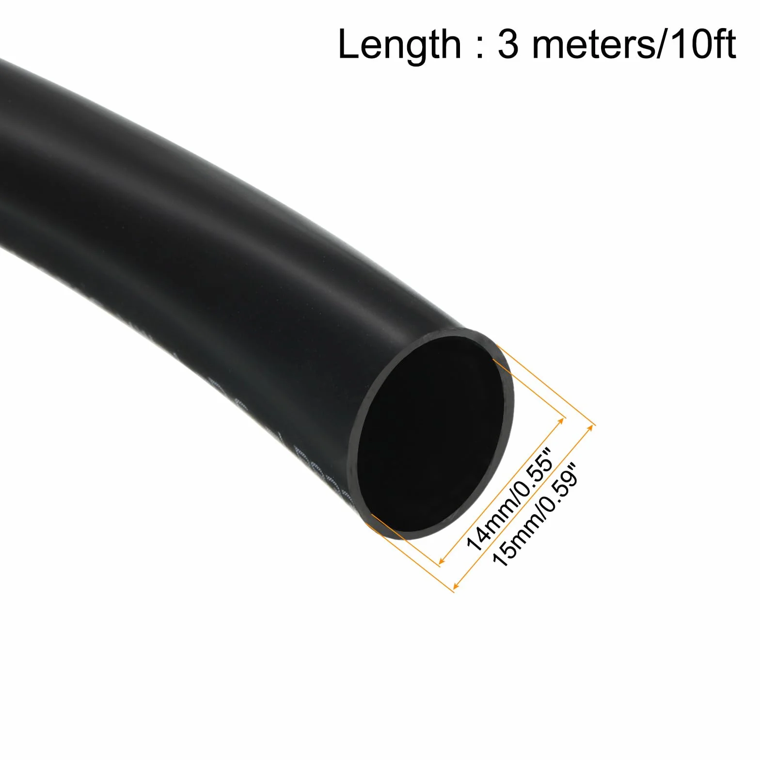 Tubi in PVC Nero 14mm ID 10ft Guaine per Cavi Elettrici Flessibile Protettiva