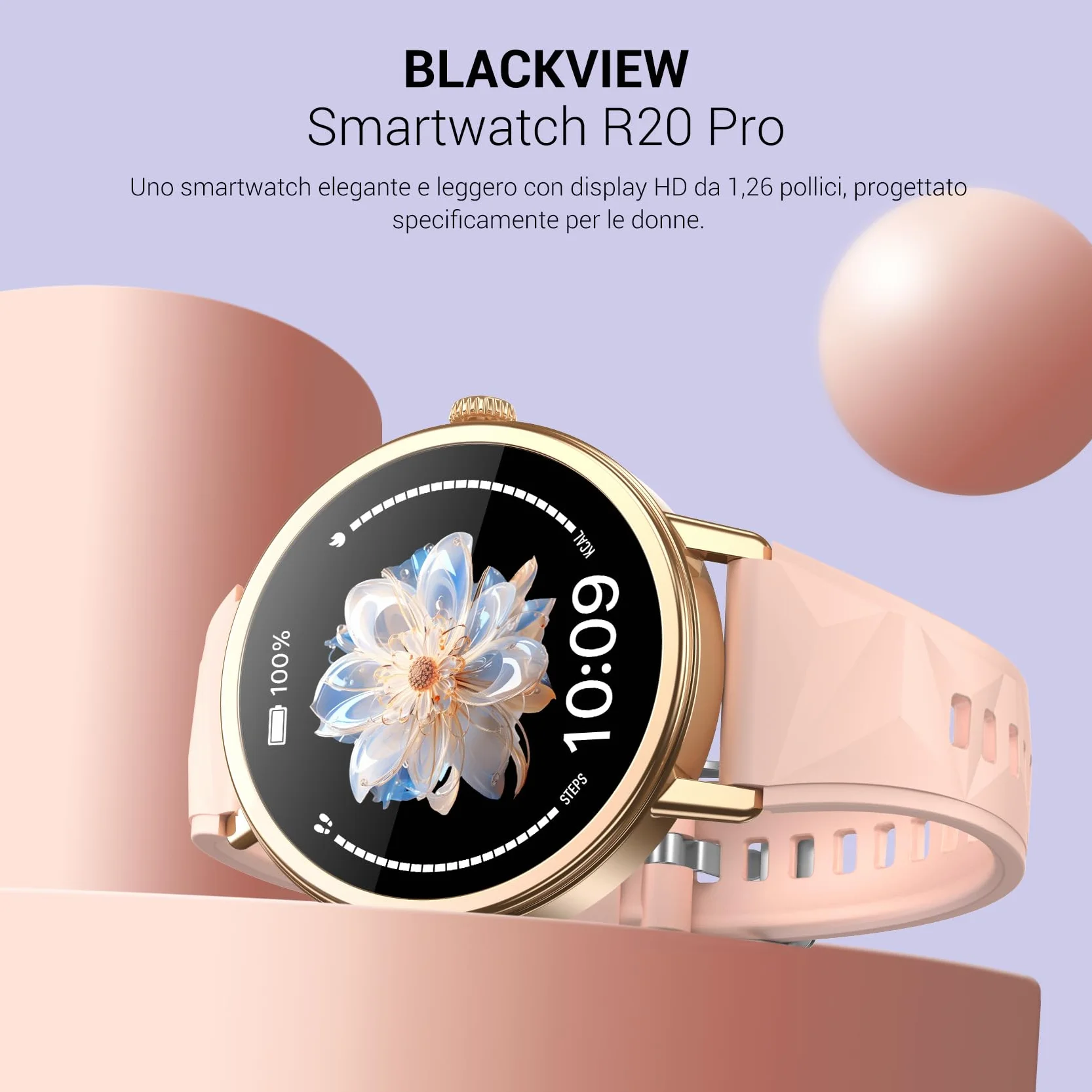 Blackview Smartwatch Donna, Effettua e Rispondi alle Chiamate, Orologio Smartwatch Fitness con 1.26' HD 112+ Sportive/SpO2/Monitoraggio del Sonno/Cardiofrequenzimetro per Android IOS