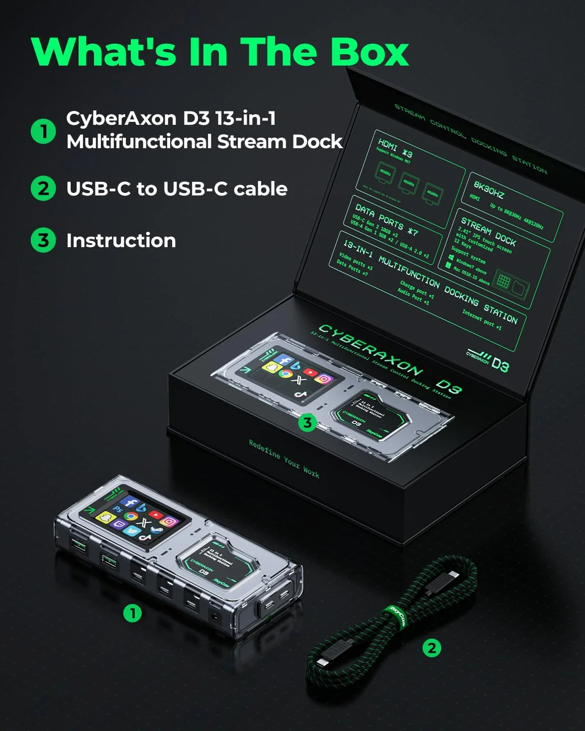 CyberAxon D3: dock di controllo flusso multifunzione 13 in 1