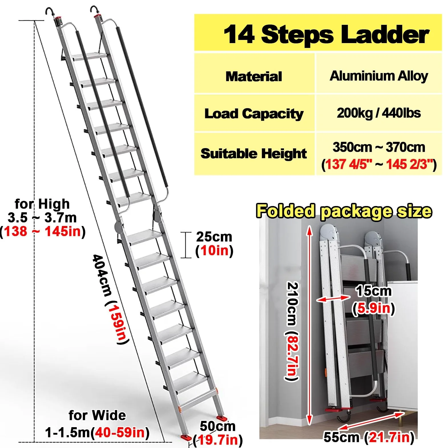 Scala Portatile per Letto a Castello, Scala a pioli Resistente per Un Facile Accesso a luoghi elevati, Soluzione di Fuga d'emergenza per Uso Domestico e Commerciale.