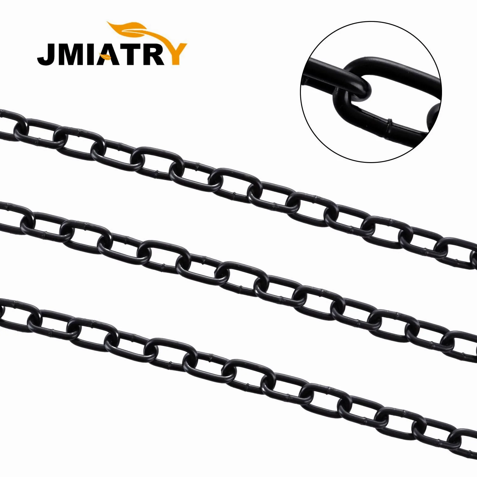 JMIATRY Catena in acciaio inox 304, lunghezza 15 m, maglie resistenti da 5 mm, in acciaio zincato nero saldato, per cancelli di recinzione, porte del garage, catena a battente e serratura di sicurezza