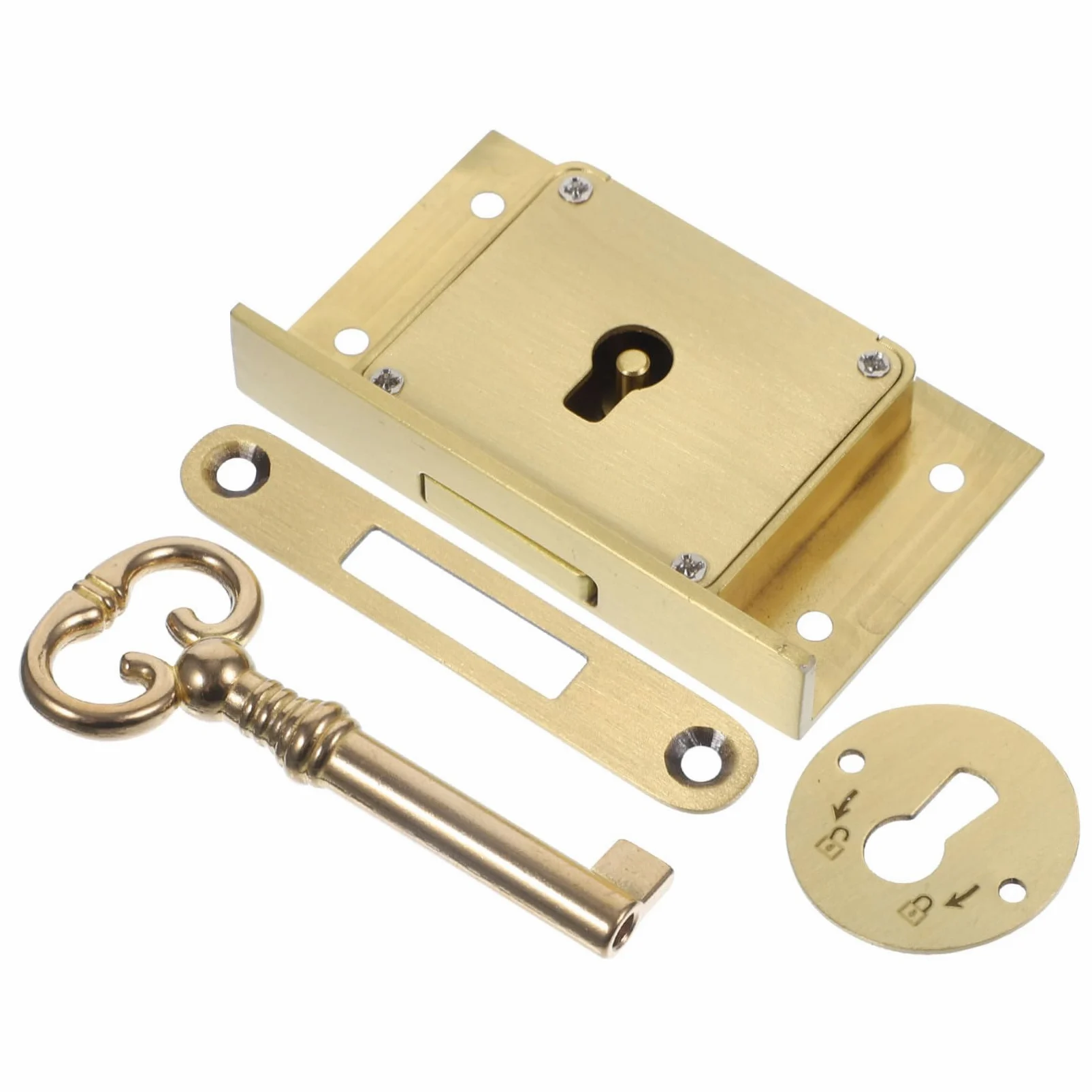 Serratura per Cassetto Vintage in Ottone, Set 1 Pezzo, Oro | Serratura Cassetto Scrivania per Legno, Chiusura Precisa e Sicura, per Cassetti e Scatola in Legno