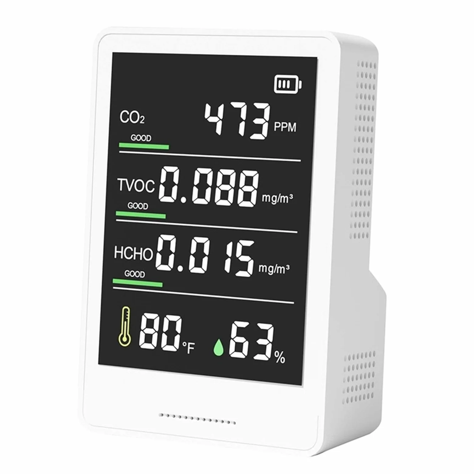 Tester del monitor della qualità dell'aria Rilevatore di CO2, TVOC, HCHO, Contatore particelle umidità e temperatura for auto domestica Per cucina e camper