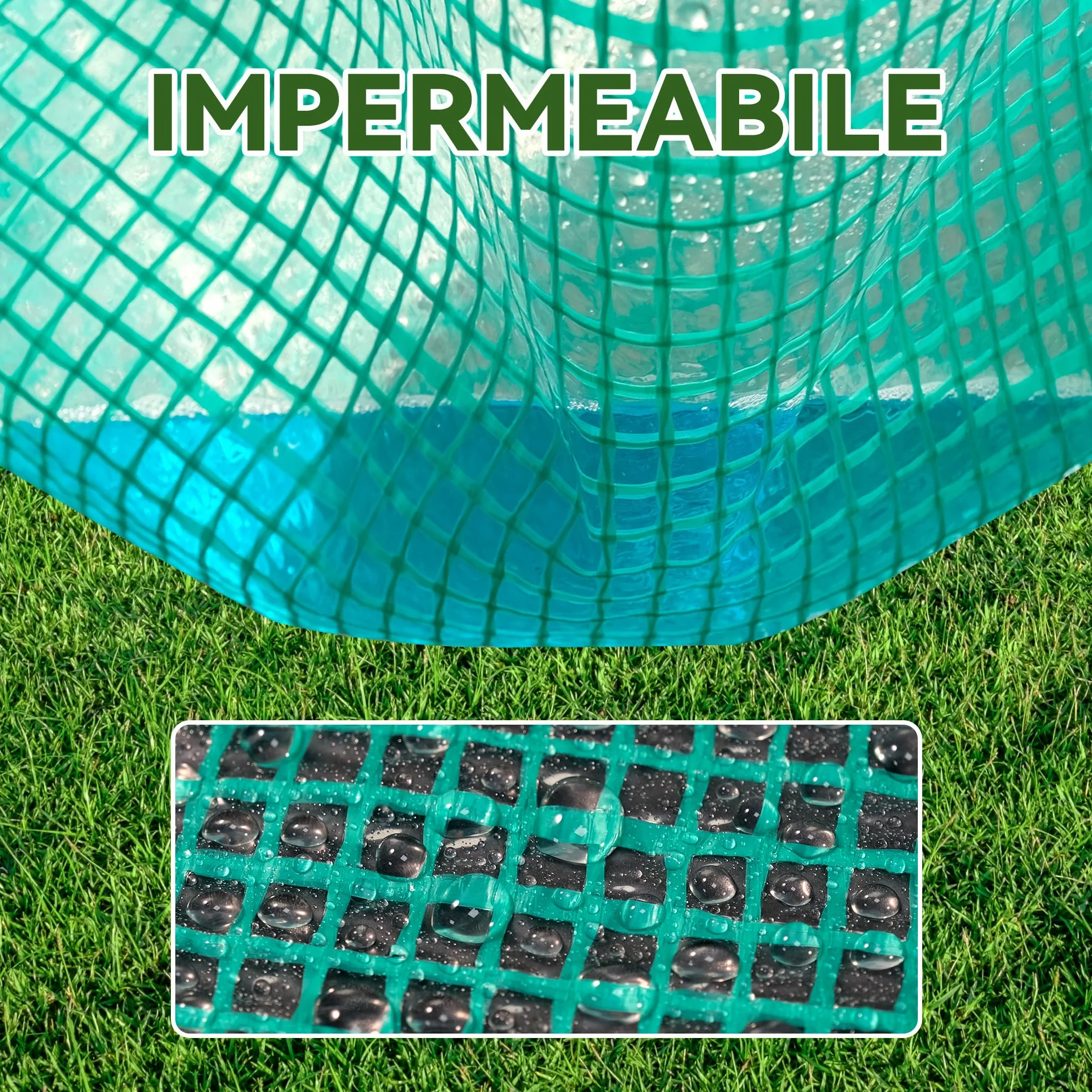 Telone Rinforzato con Occhielli in Metallo, Impermeabile e Antistrappo per Esterno, Giardino e Terrazzo 165g/m² Verde Trasparente 2x10 m