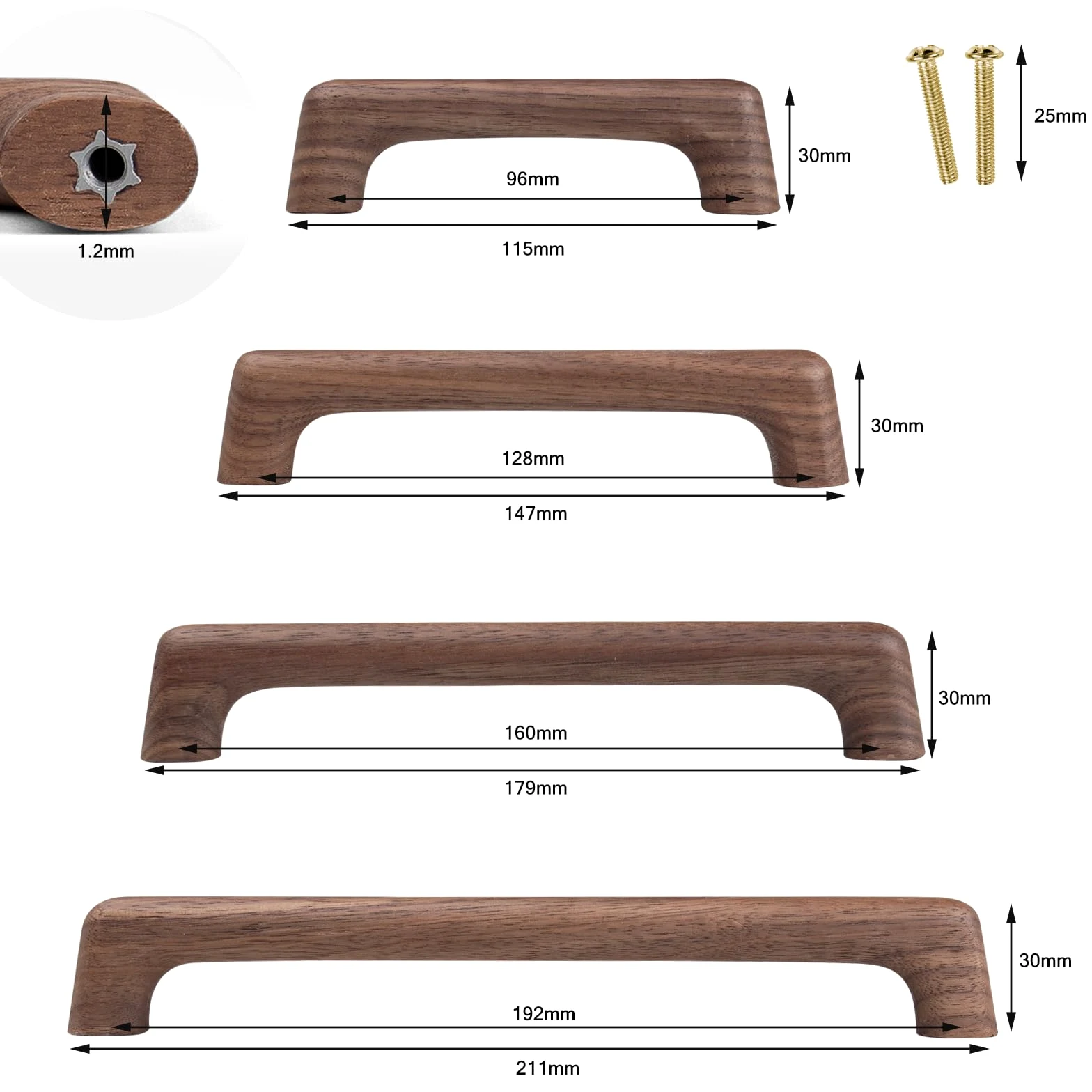 Maniglie per Mobili a Forma di Ponte Piatto in Stile Moderno con Chiodi Adatte per Armadi Cassetti Cucina Camera da Letto Scarpiere (6,96MM)