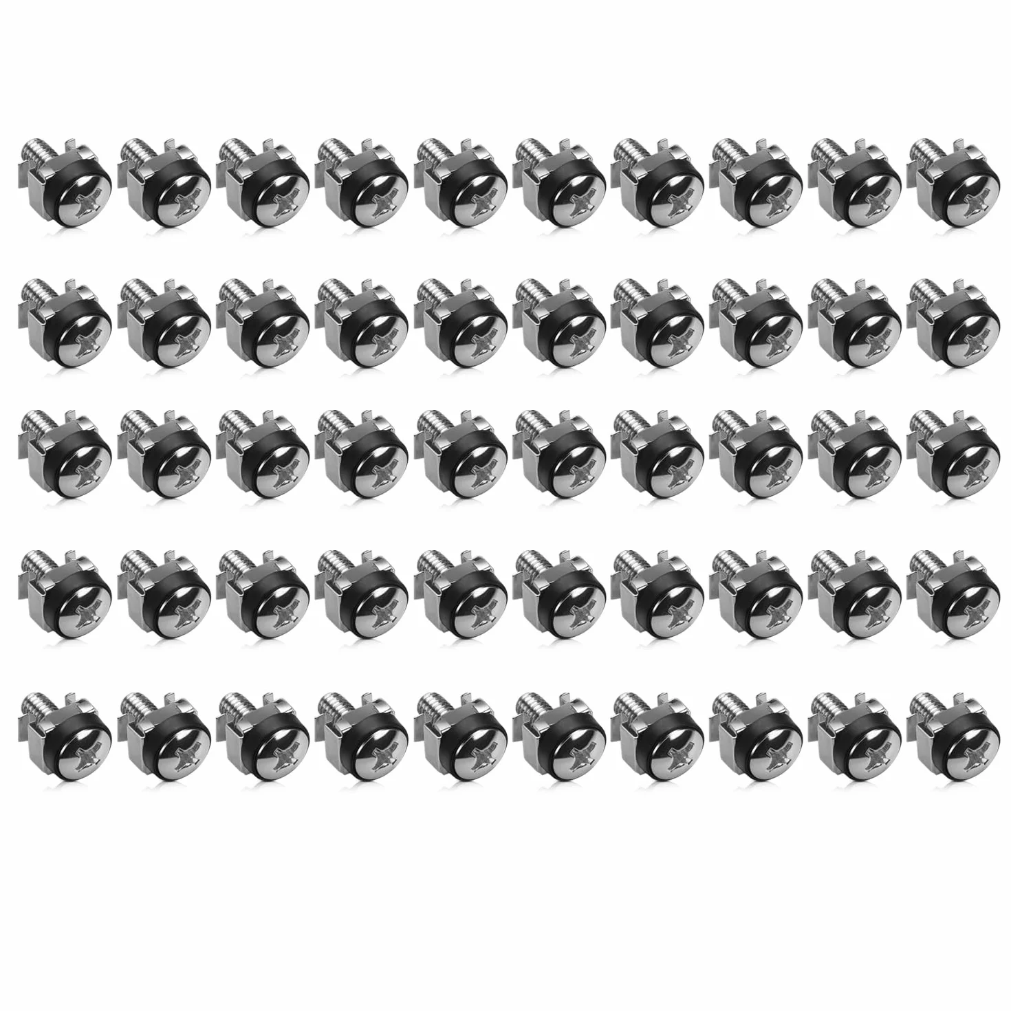 kwmobile Dadi Ingabbiati M6 Set 50 Pz per Rack 10" 19" Argento