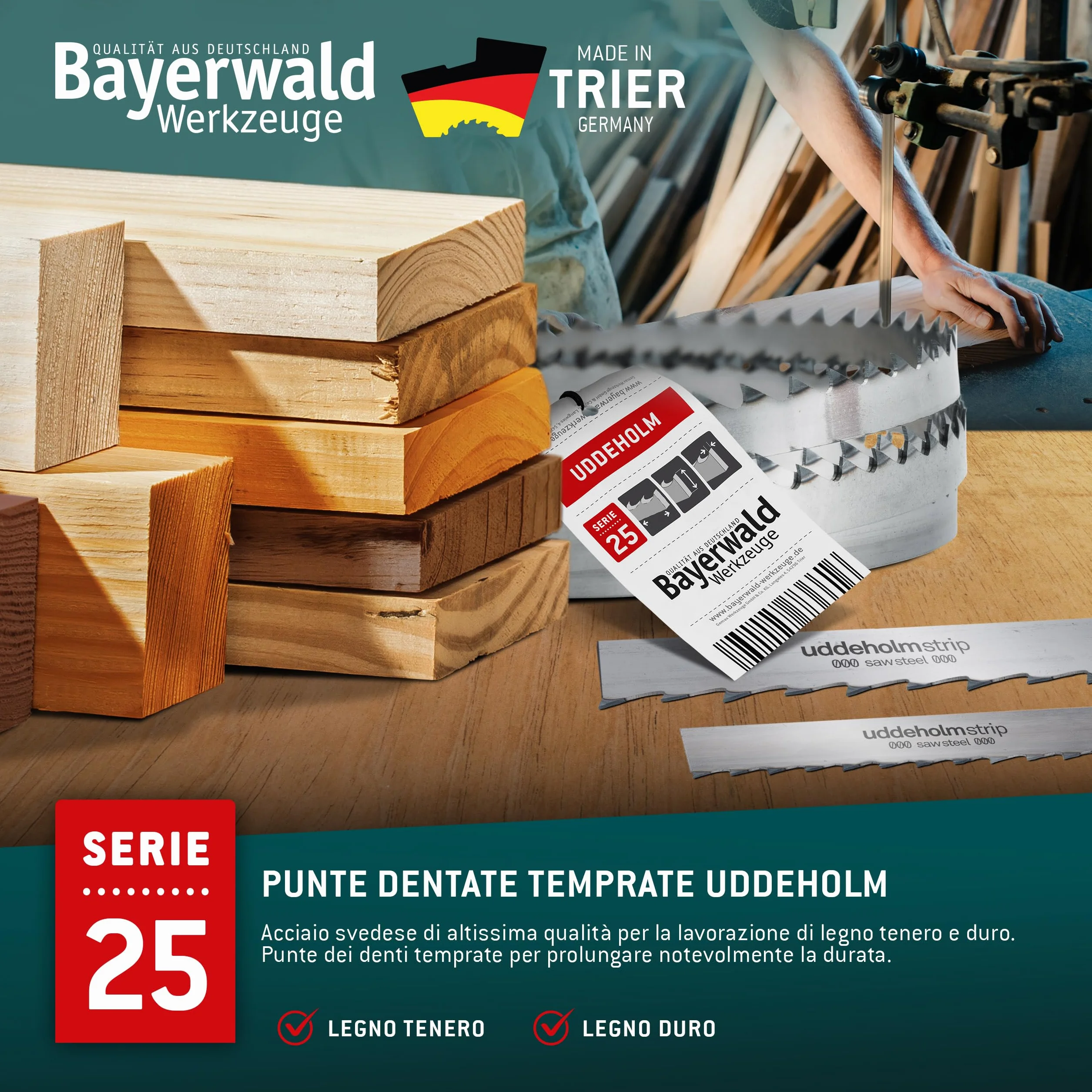 Bayerwald Uddeholm - Lama per sega a nastro temprata, 2630 x 15 x 0,5 x 6, per tutti i tipi di legno/sega a nastro adatto per campi e molto altro ancora.