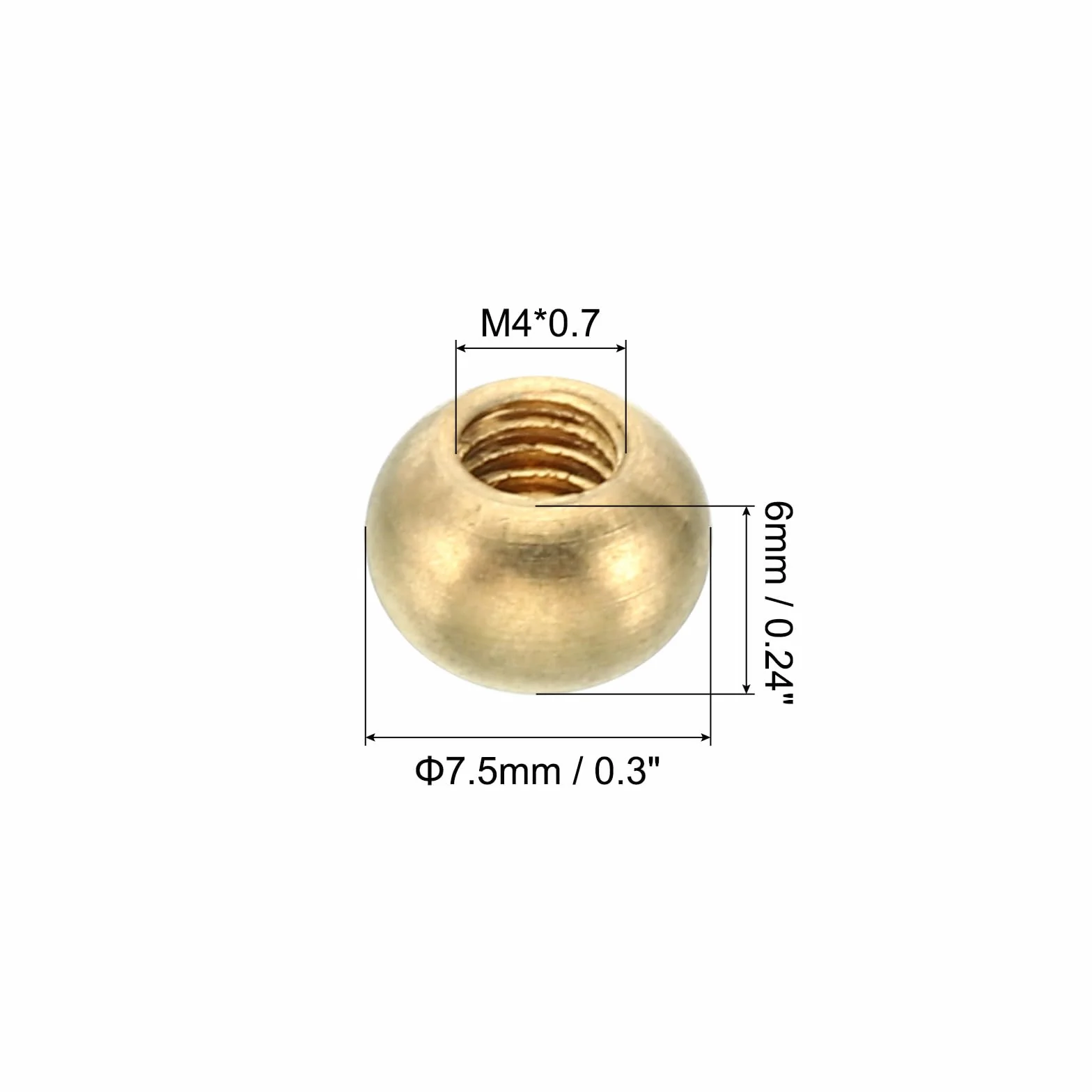 PATIKIL M4x0.7 Filettatura Tappo Dadi Manopola 15 Pacco Ottone Sfera Lampada Decorazione Vite Tappi Dado Custodia Dado per Mobili Illuminazione o Fai da Te Progetto 7.5mm