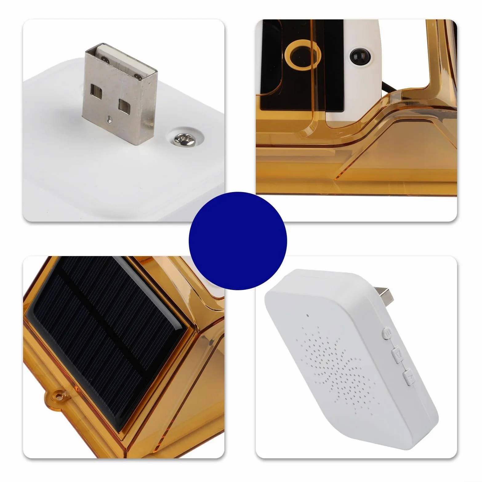Campanello a energia solare, copertura antipioggia per campanello senza batteria, copertura per pannello solare per visione notturna, custodia impermeabile, citofono bidirezionale (con campanello)