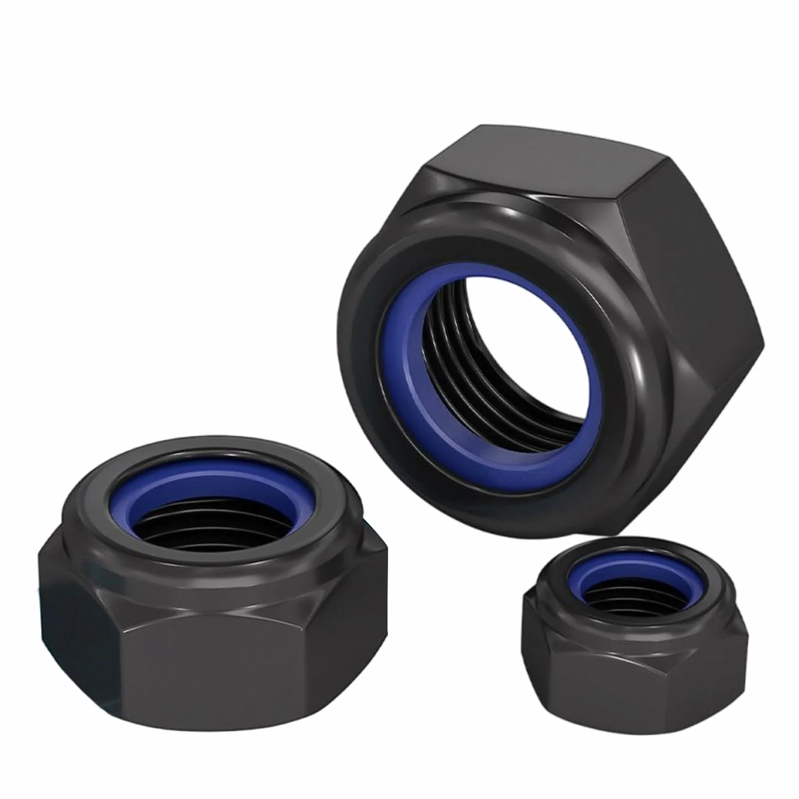 Dadi Esagonali M12 Autobloccanti in Acciaio Inox A2 V2A DIN985 Inserto in Nylon Nero