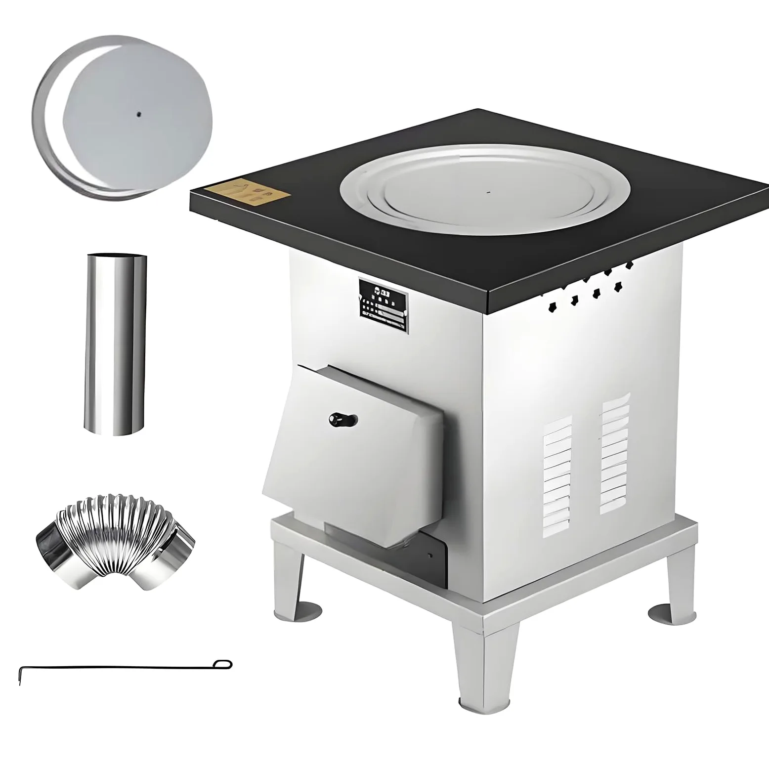 Stufa a Legna da Interno Stufa Portatile da Riscaldamento Stufa a Legnas da Campeggio Multifunzionale per Tendas o Casa, Bianco Argento(50cm)