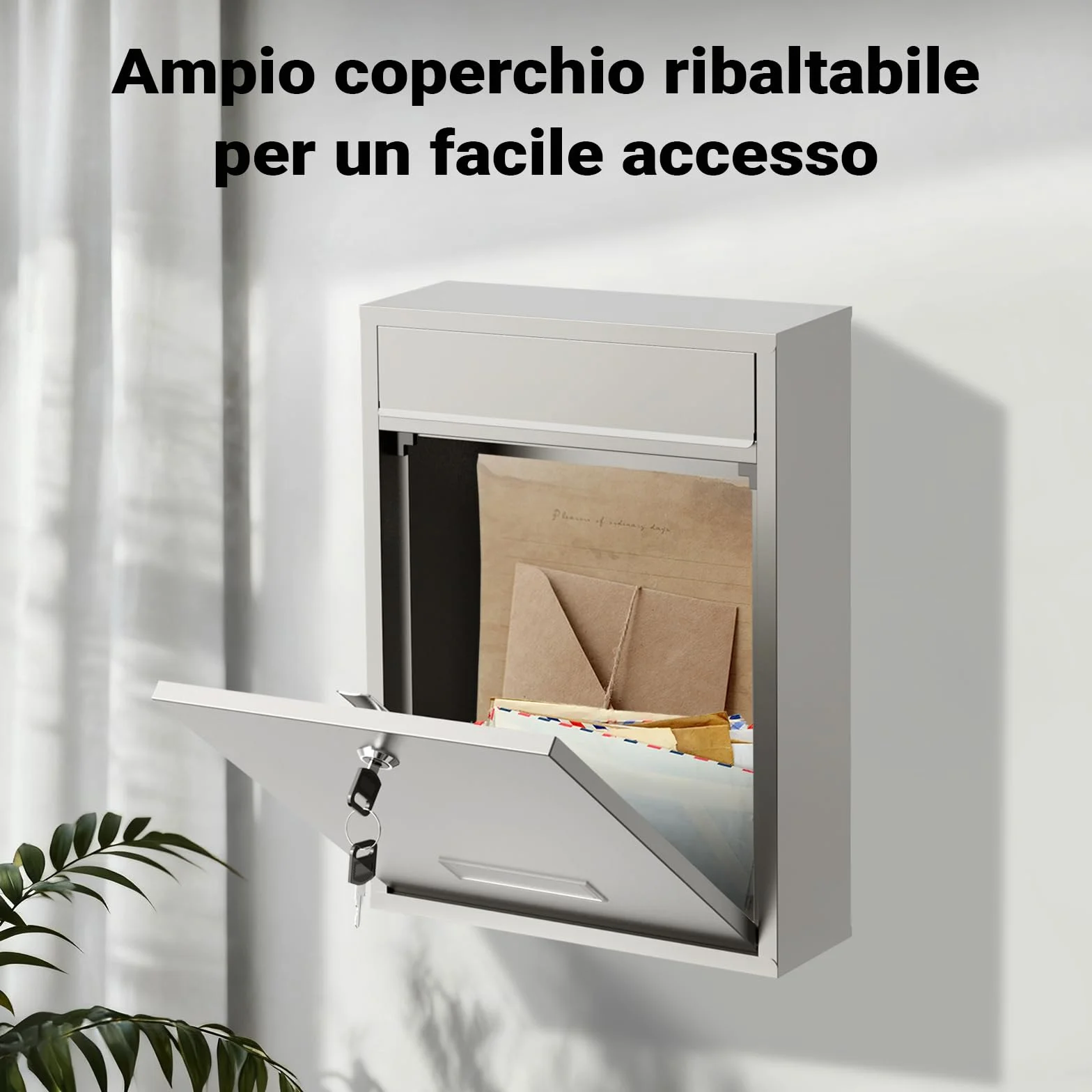 Wiltec Cassetta postale singola V10 acciaio inox con vetrino portanome