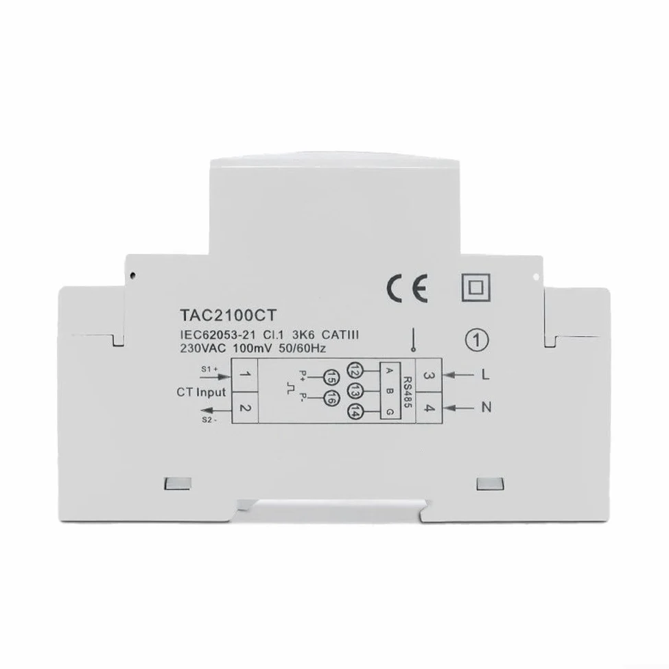 Contatore di corrente su guida DIN monofase RS485 contatore di energia | RS485 Comunicazione, monofase, esterno per ct, monitoraggio solare PV, dati in tempo reale