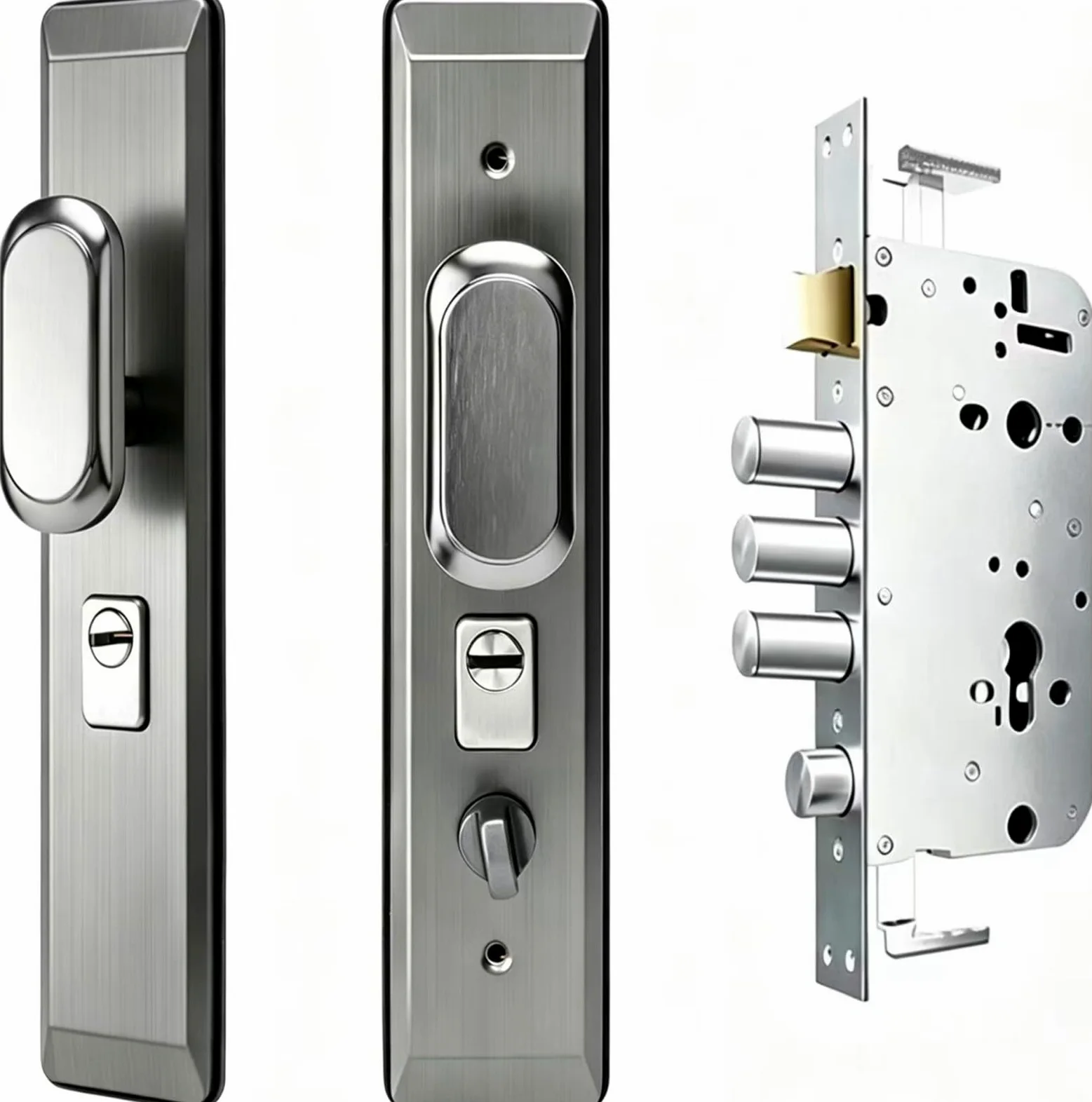 Kit di Serratura a Incasso Multipunto ad Alta Sicurezza per Porte, Set di Maniglie Eleganti per Porte D'Ingresso di Sicurezza Domestiche(B+Outside deadbolt)
