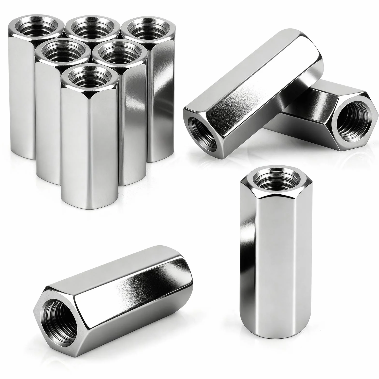 Dado lungo M8 x 50 mm dadi filettati zincati esagonali manicotti distanziali 10 pezzi