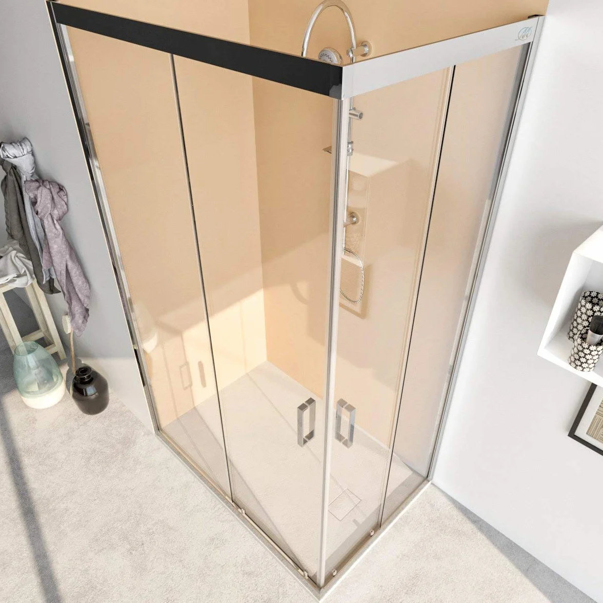 Box doccia cabina angolare porta scorrevole vetro anticalcare 6mm ACACIA 90x120 cm
