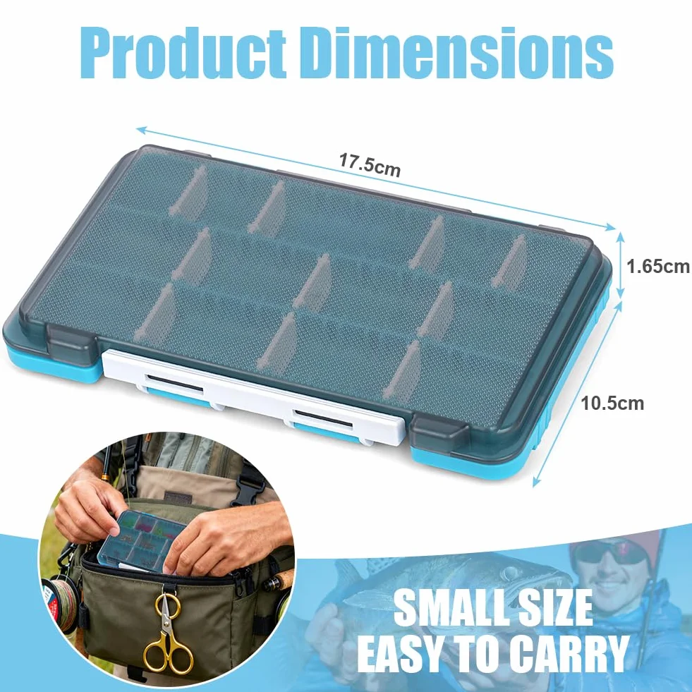 Vicloon Scatola Organizer per Attrezzatura da Pesca 2 in 1 con Subacquei Rimovibili, Plastica Blu