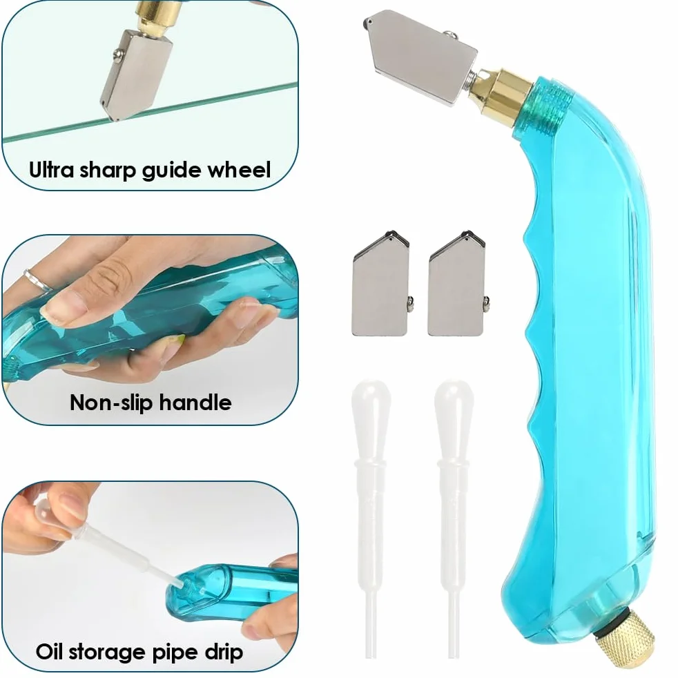 Set di 11 tagliavetro professionale professionale per vetro spesso, pinza per fughe con taglierina manuale, taglierina per bottiglie con testa di taglio, 2 misure