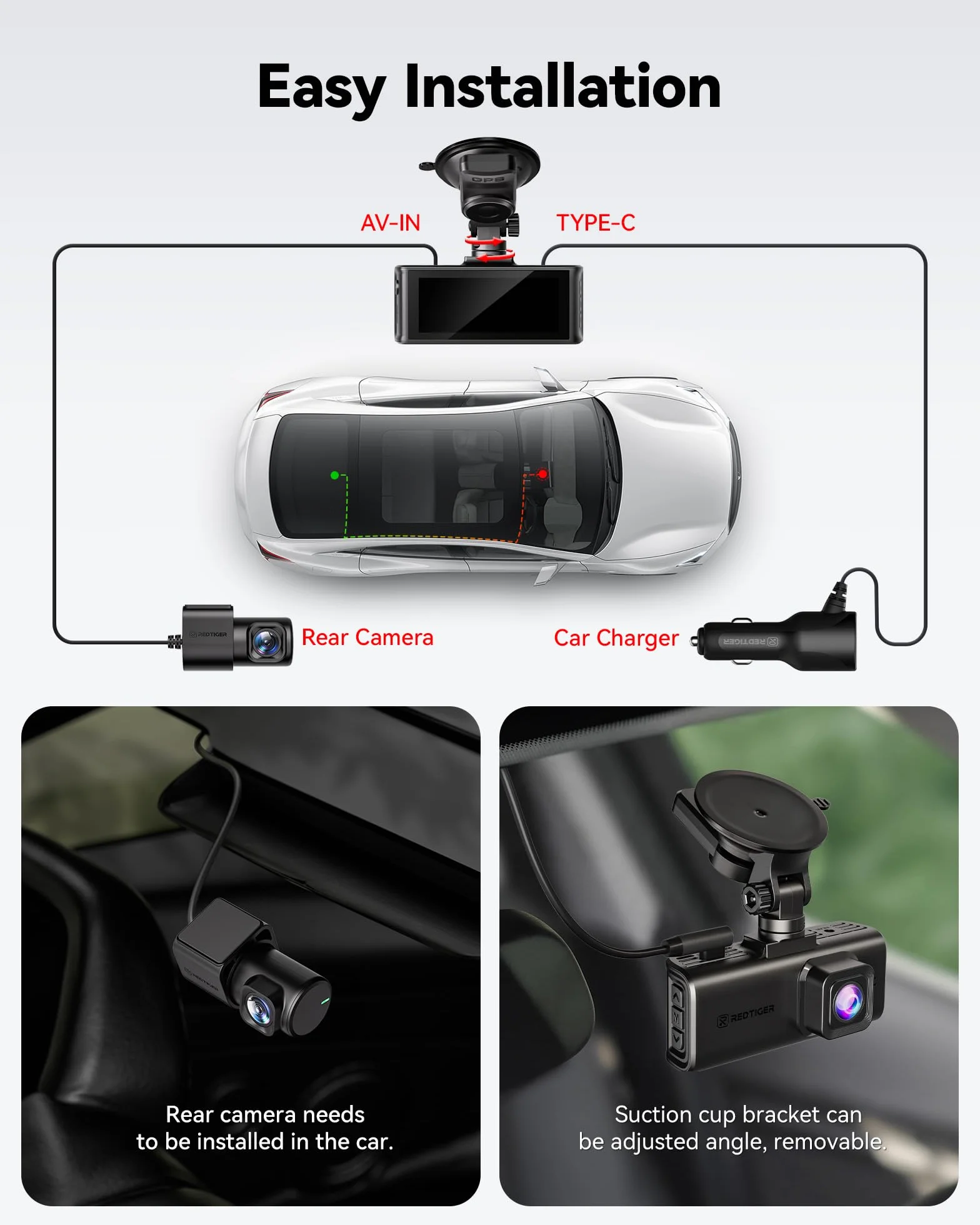 REDTIGER 4K STARVIS 2 Dash Cam Auto,Touchscreen da 3,18 Pollici,Scheda di Memoria da 128GB,GPS,5.8GHz WiFi 6,Controllo Vocale,Visione Notturna UHD,Blocco di Emergenza,Monitor di Parcheggio (F7N Touch)