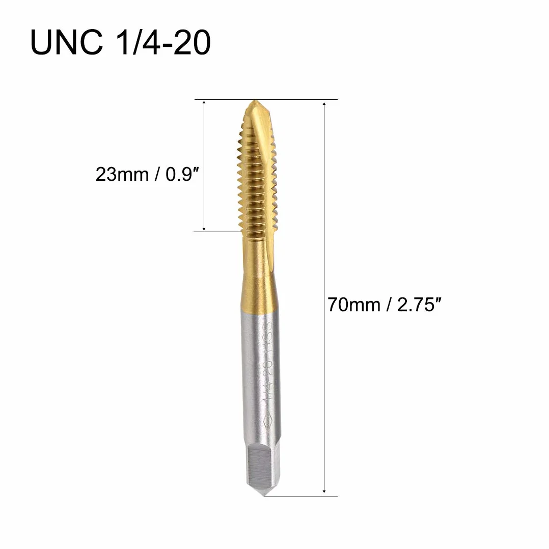 PATIKIL 1/4-20 UNC Spirale Punto Filettatura Maschiatura, 2pz Macchina Vite Maschiatura Titanio Rivestito HSS 6542 H2 3 Scanalatura