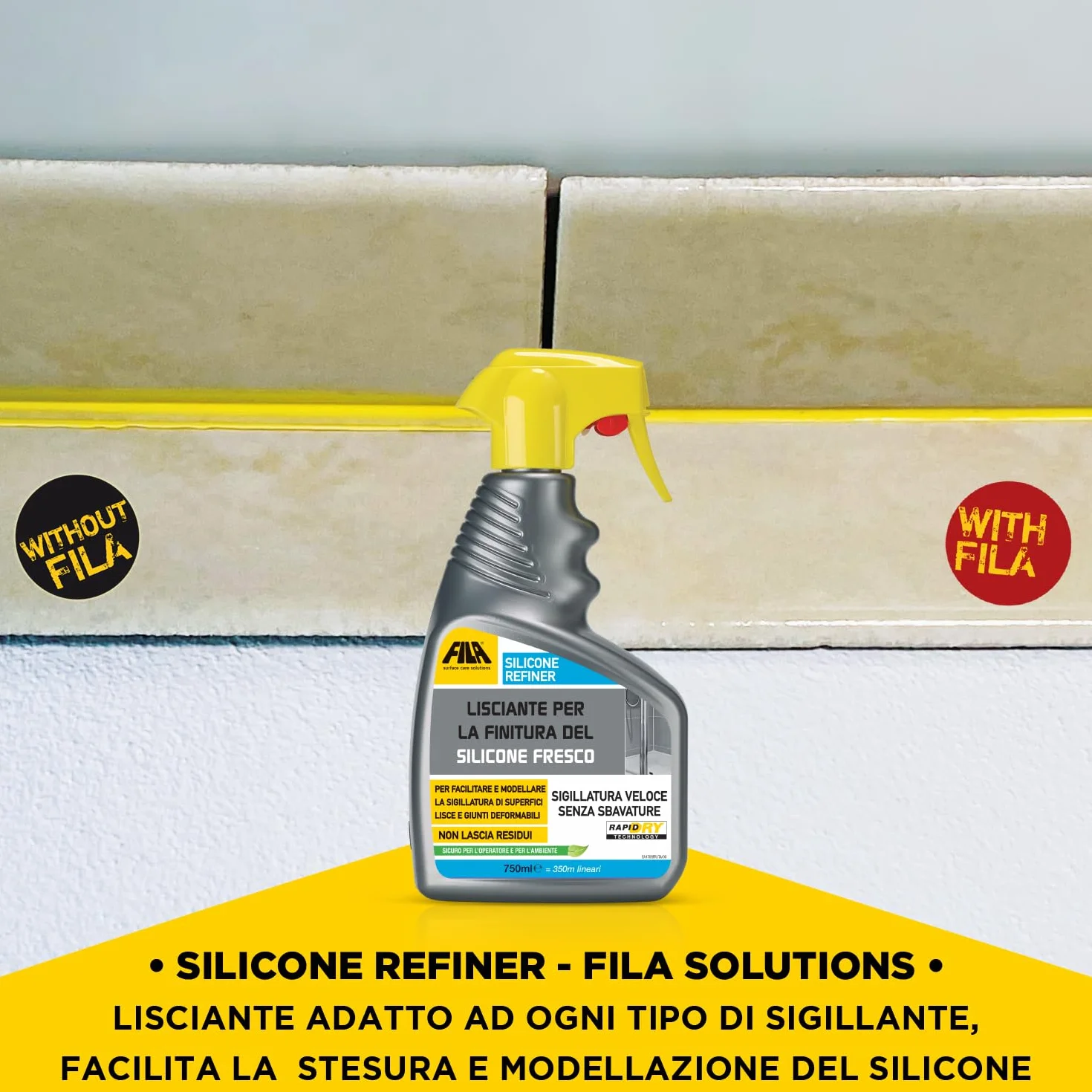 SILICONE REFINER Spray Lisciante 750ml per Finitura Silicone Trasparente e Sigillante