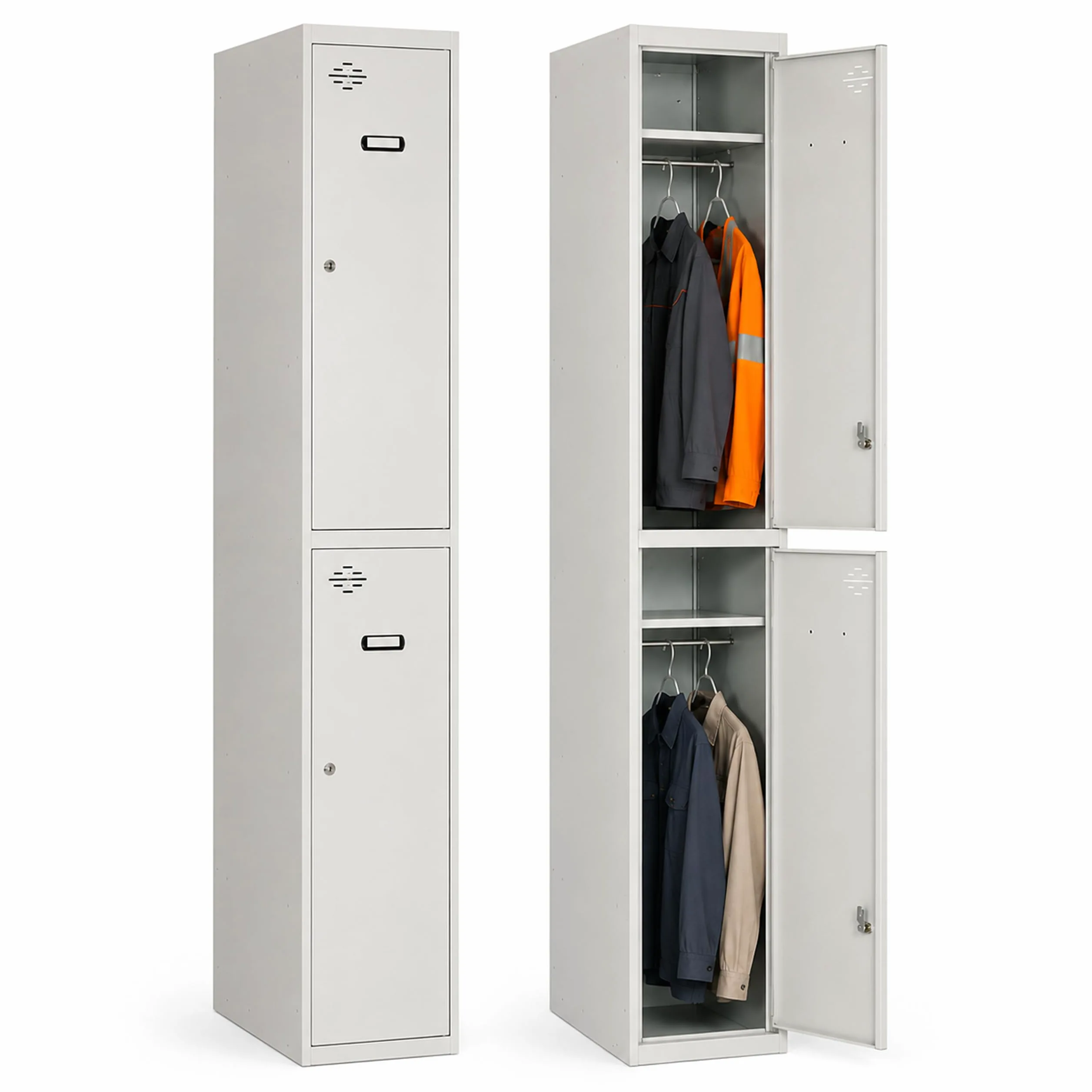 Simon Rack Armadietto spogliatoio 1 porta 1800x400x500 mm - Simonlocker | Doppio scomparto, Include 2 chiavi, Vernice anticorrosione, Grigio