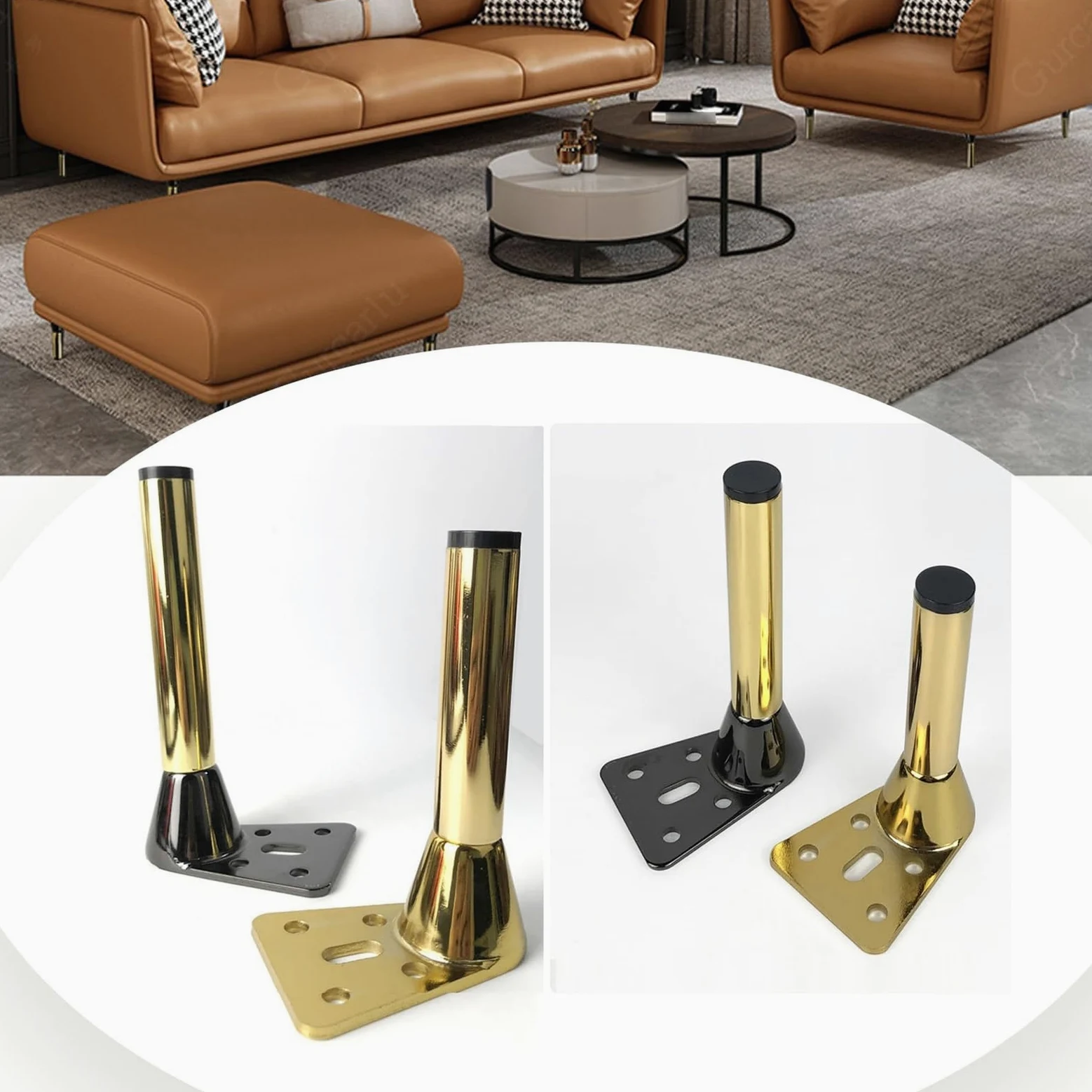 Piedi per Mobili In Metallo Piedini per Mobili Cilindriche per Comò In Stile Moderno Set di 4 Gambe per Mobili Gambe di Ricambio Fai da Te per Divano Divano Letto Tavolino da Caffè(Multi-colored,19cm/