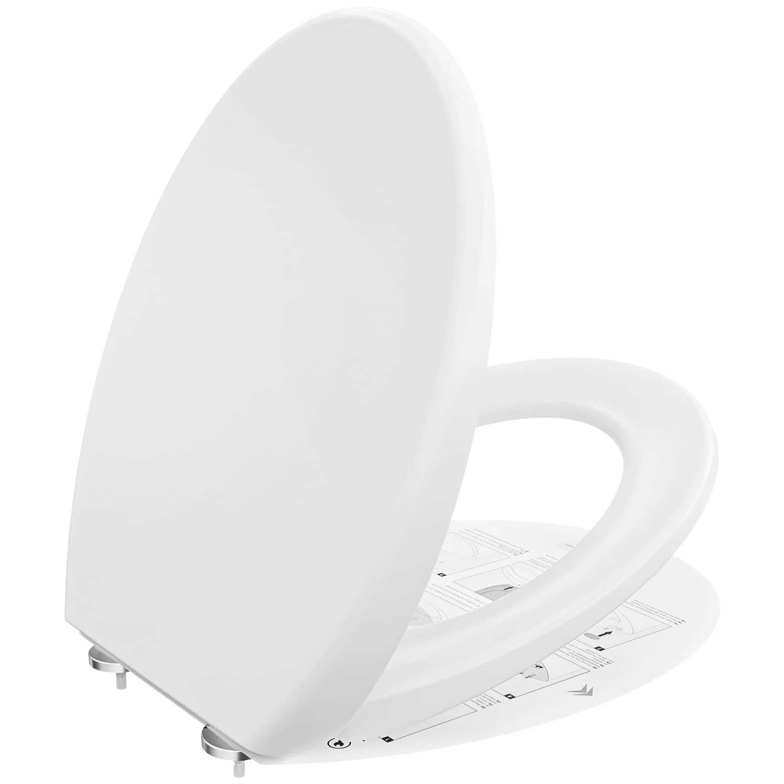 CECIPA WC Ovale, Coperchio Water Bianco, Copriwater a Chiusura Rallentata, Copri WC Universale, Asse WC Facile da Montare, Coprivaso Famiglia - DERW Serie