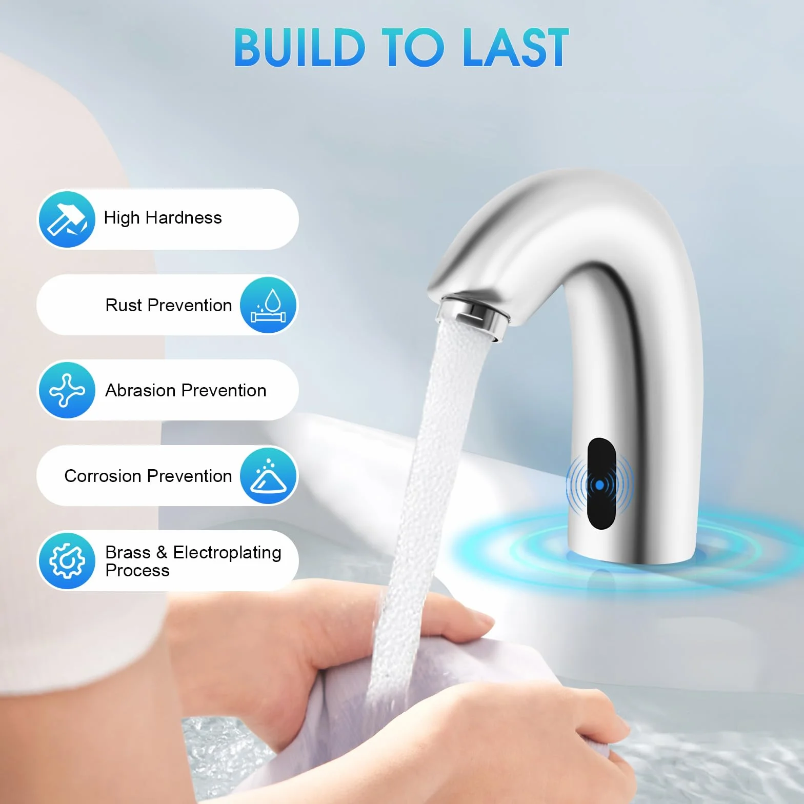MINRS Rubinetto con sensore a infrarossi miscelatore automatico a induzione per lavabo bagno