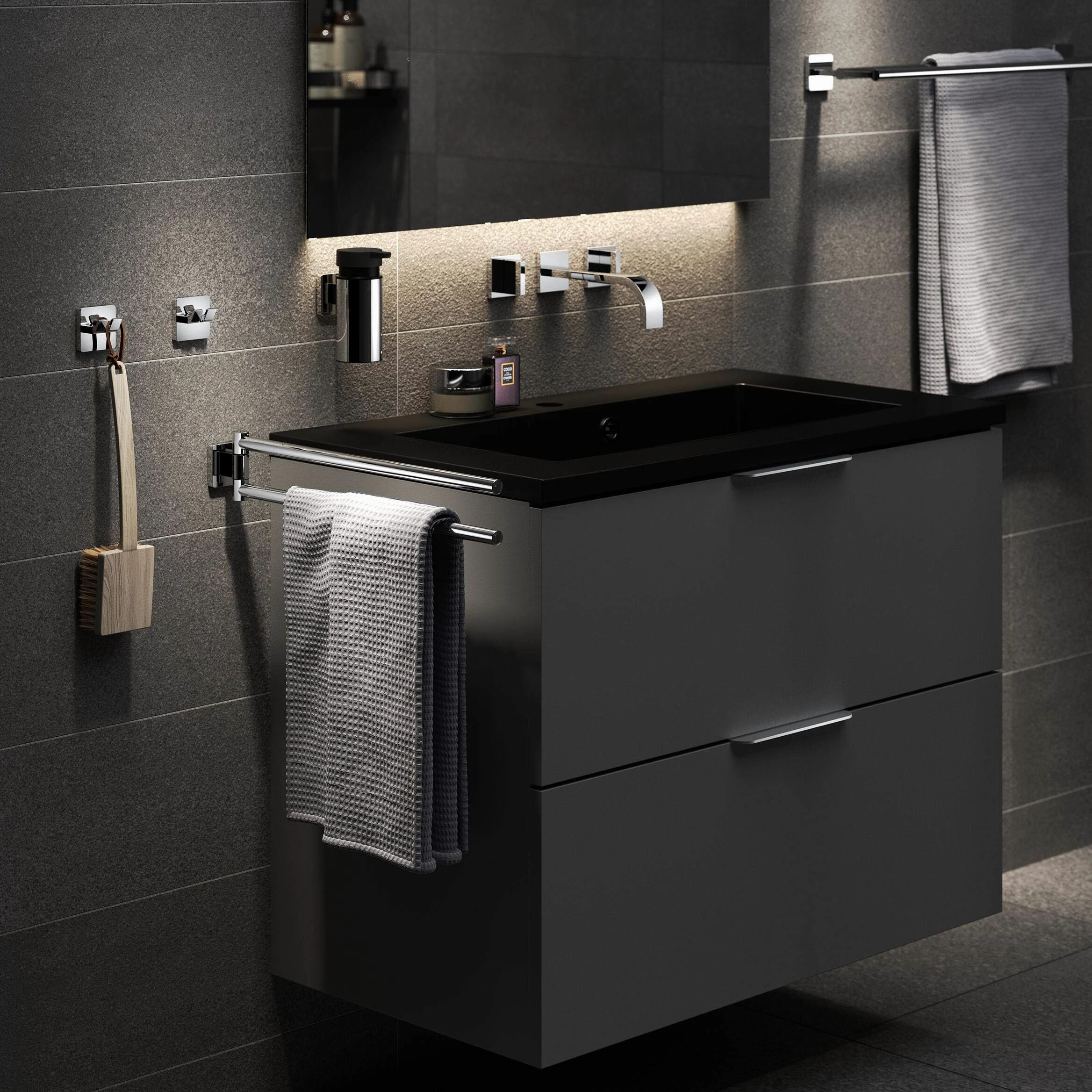 TIGER Dock Portarotolo di Riserva, Acciaio Inox, Cromato, 5 x 24.5 x 9.4 cm