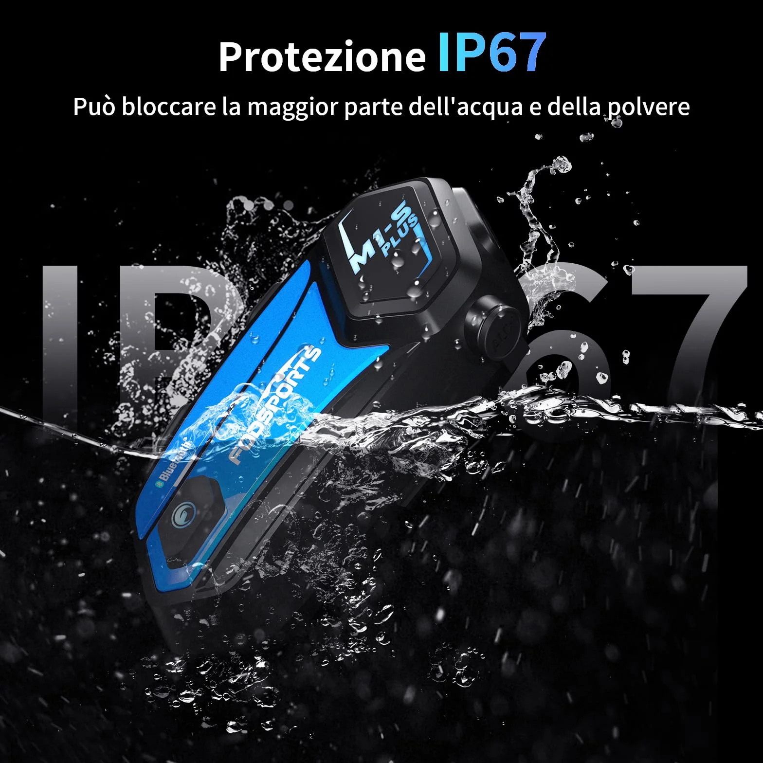 Fodsports M1-S Plus Interfono Moto con Condivisione Musica,Auricolare Casco Bluetooth Coppia,2000M Sistema di Comunicazione Casco,Fino a 10 Persone, Audio Multitasking Cablato,Universale Sciare/ATV